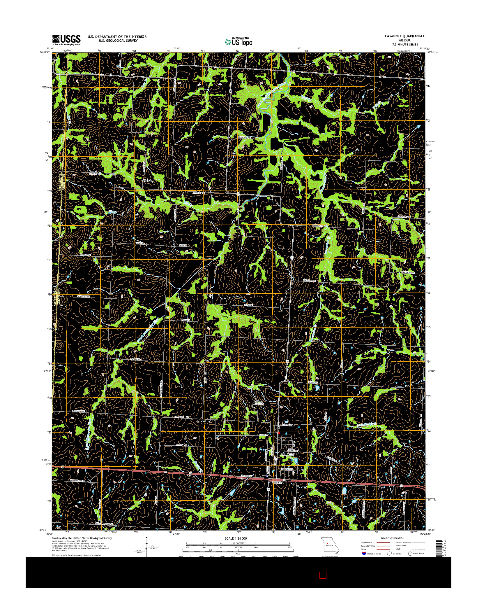 USGS US TOPO 7.5-MINUTE MAP FOR LA MONTE, MO 2015