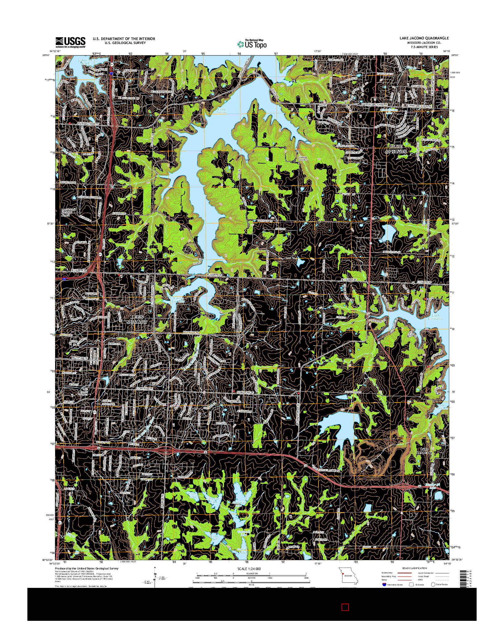 USGS US TOPO 7.5-MINUTE MAP FOR LAKE JACOMO, MO 2015