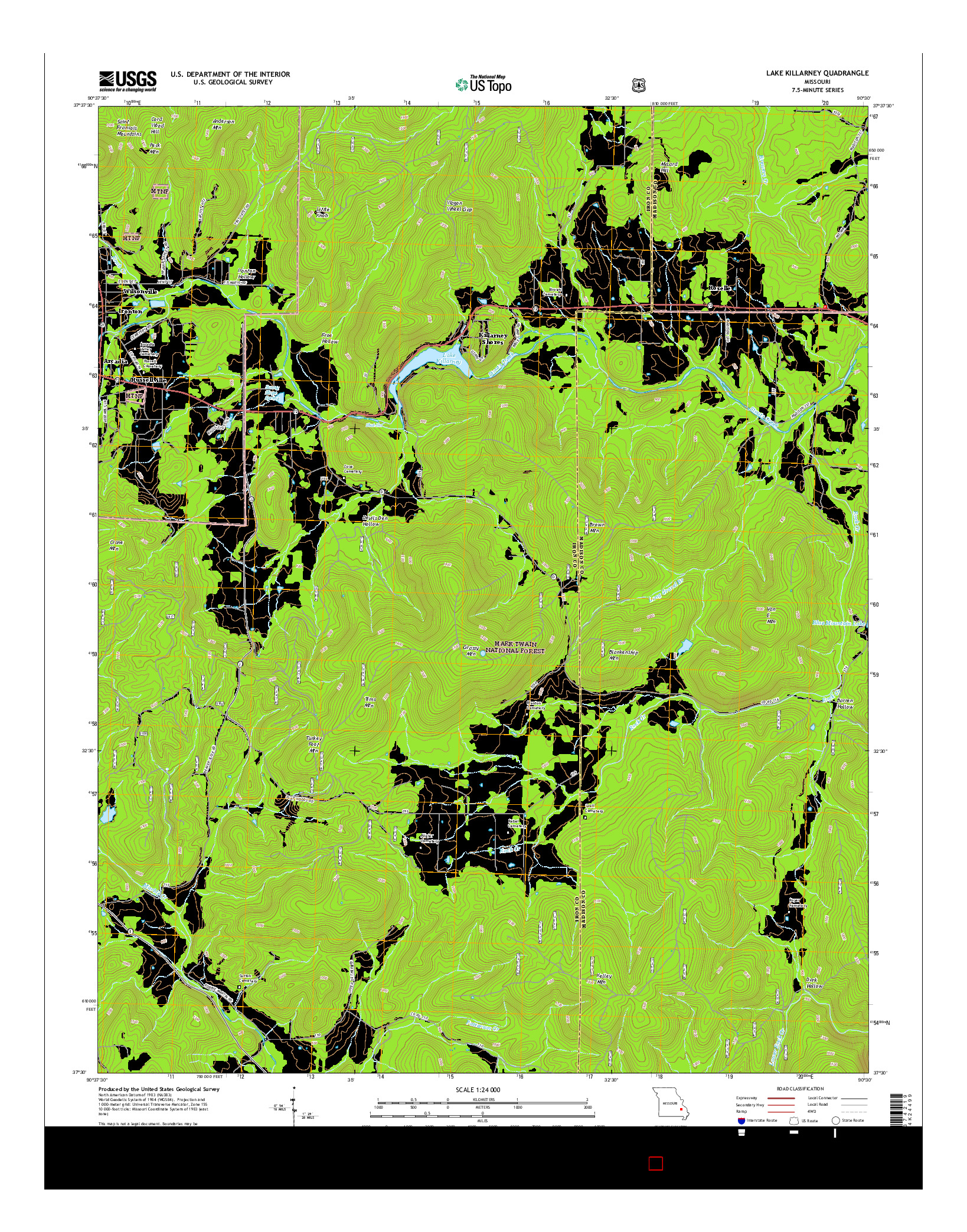 USGS US TOPO 7.5-MINUTE MAP FOR LAKE KILLARNEY, MO 2015