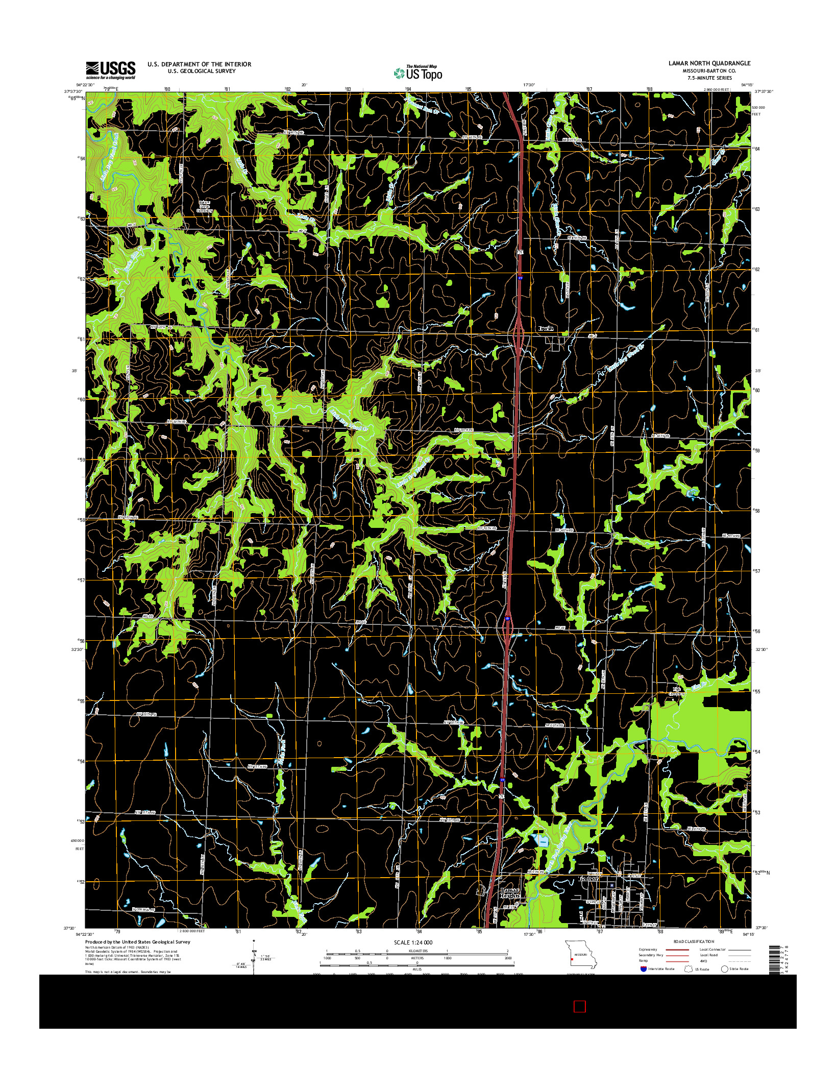 USGS US TOPO 7.5-MINUTE MAP FOR LAMAR NORTH, MO 2015