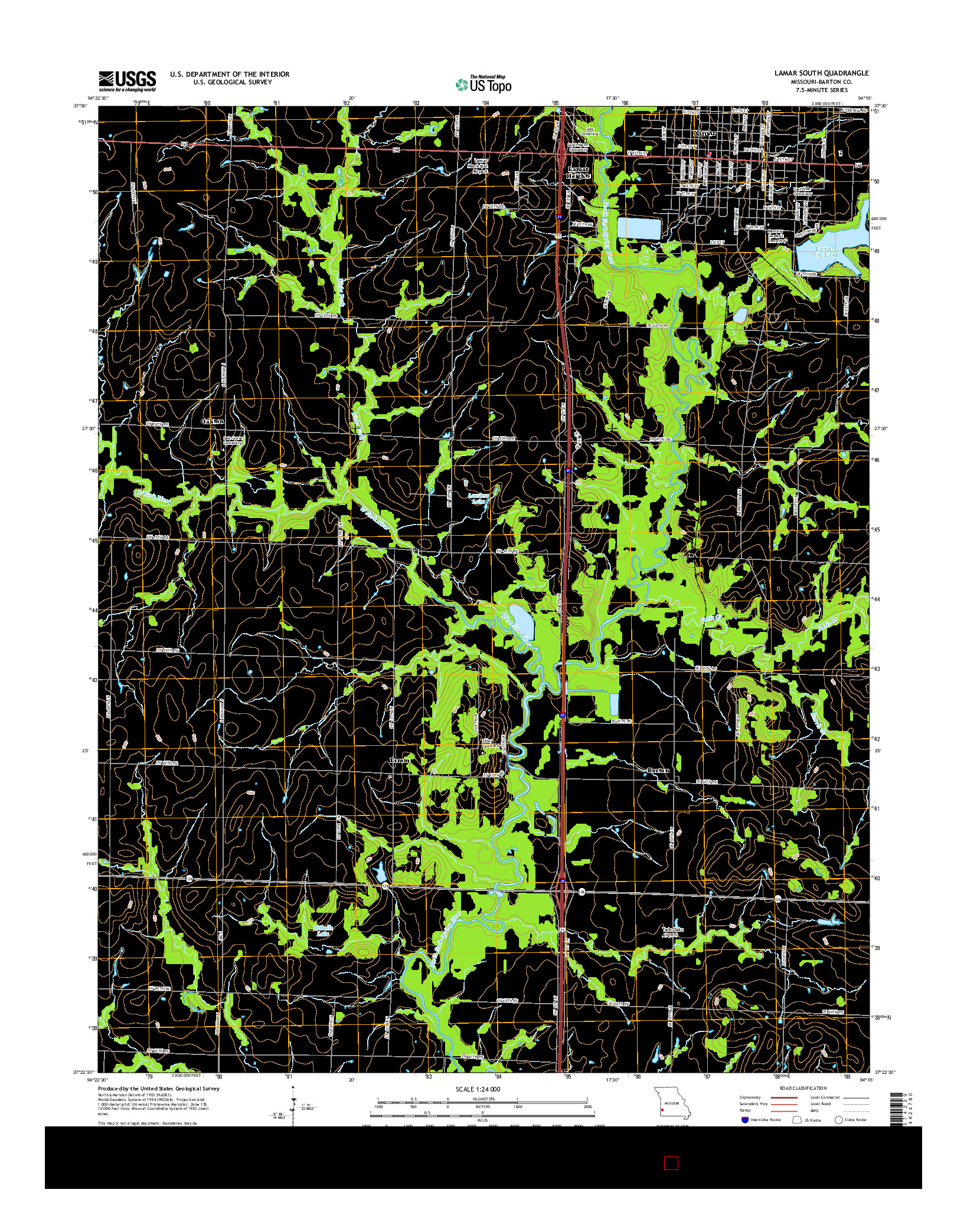 USGS US TOPO 7.5-MINUTE MAP FOR LAMAR SOUTH, MO 2015