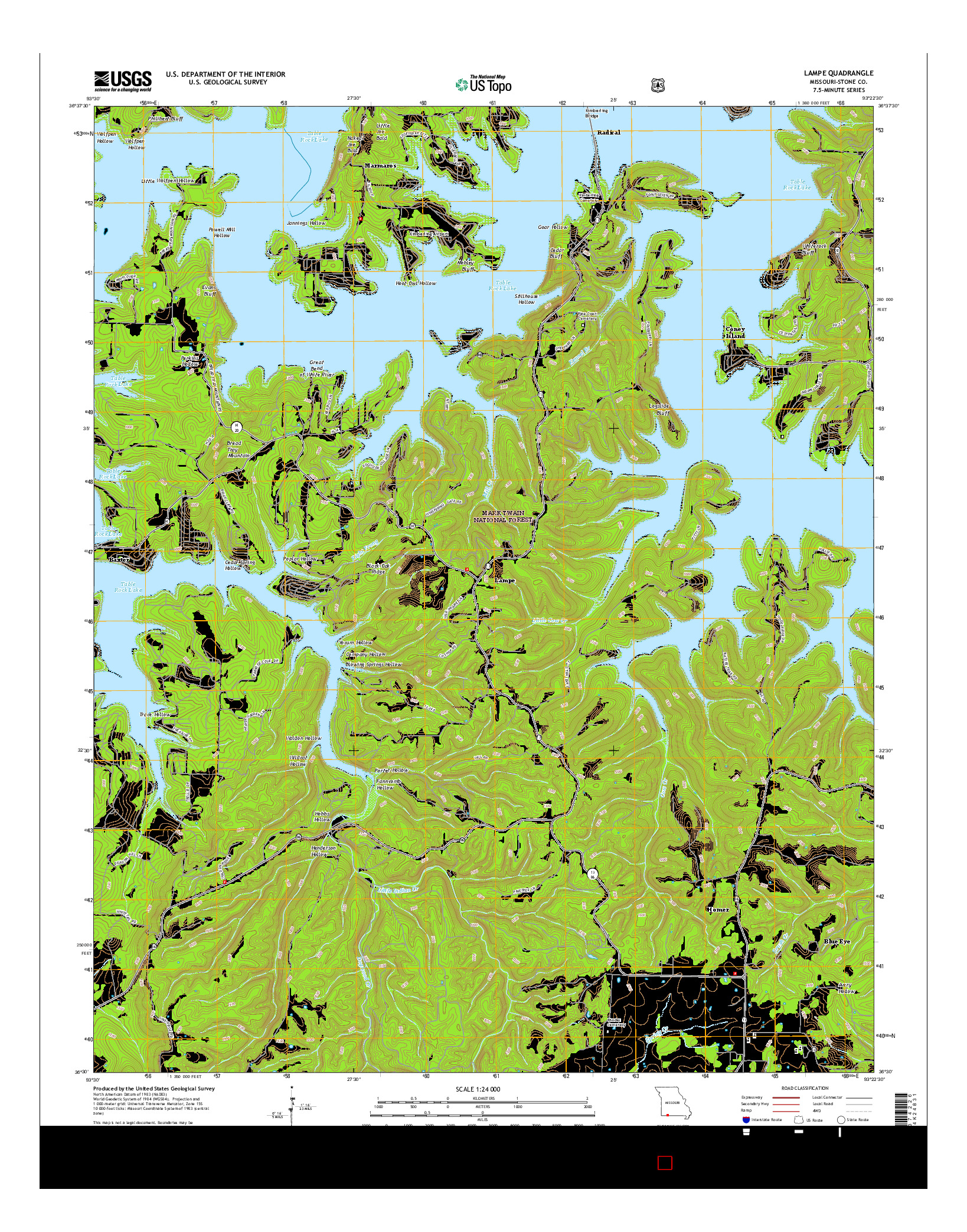 USGS US TOPO 7.5-MINUTE MAP FOR LAMPE, MO 2015