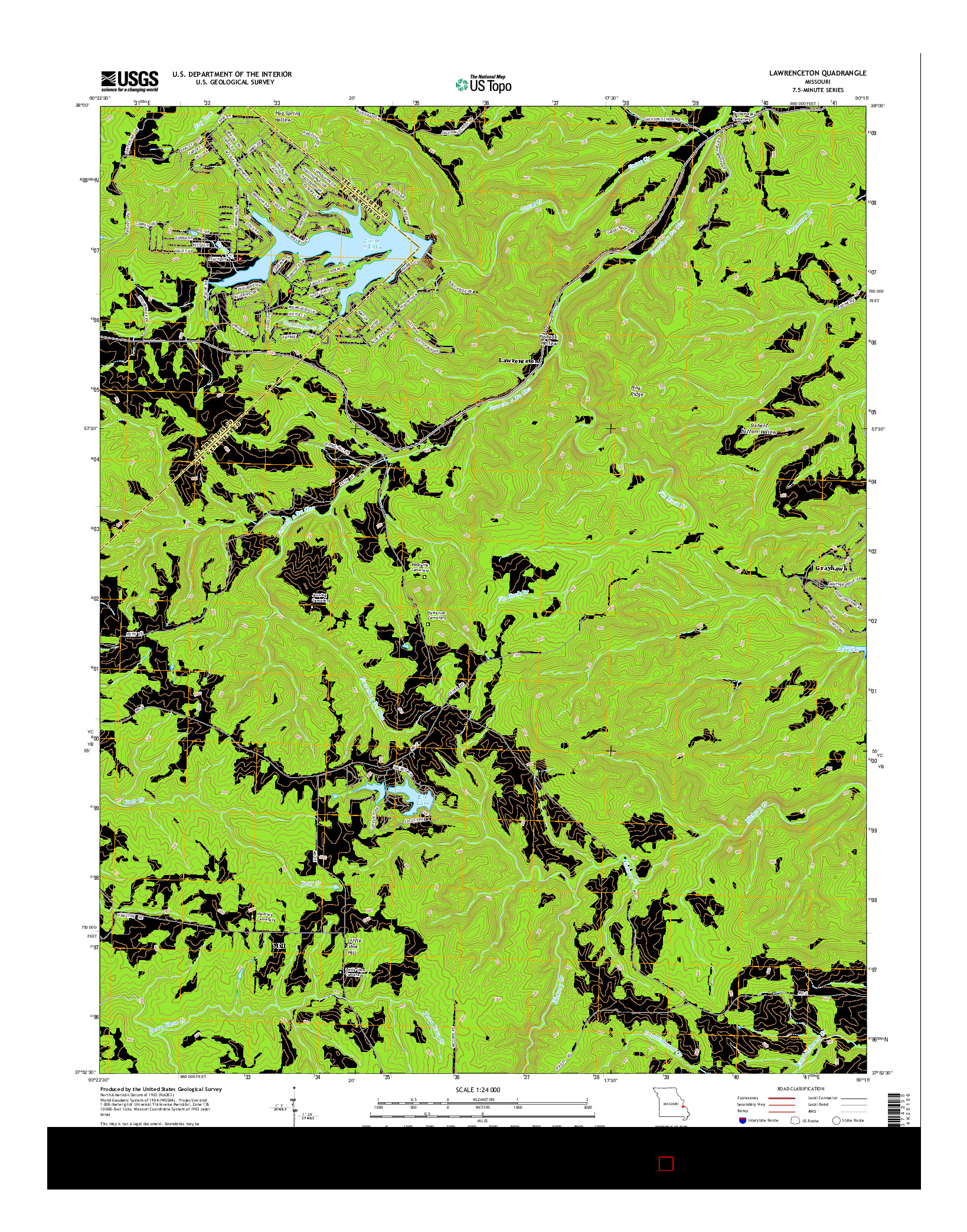 USGS US TOPO 7.5-MINUTE MAP FOR LAWRENCETON, MO 2015