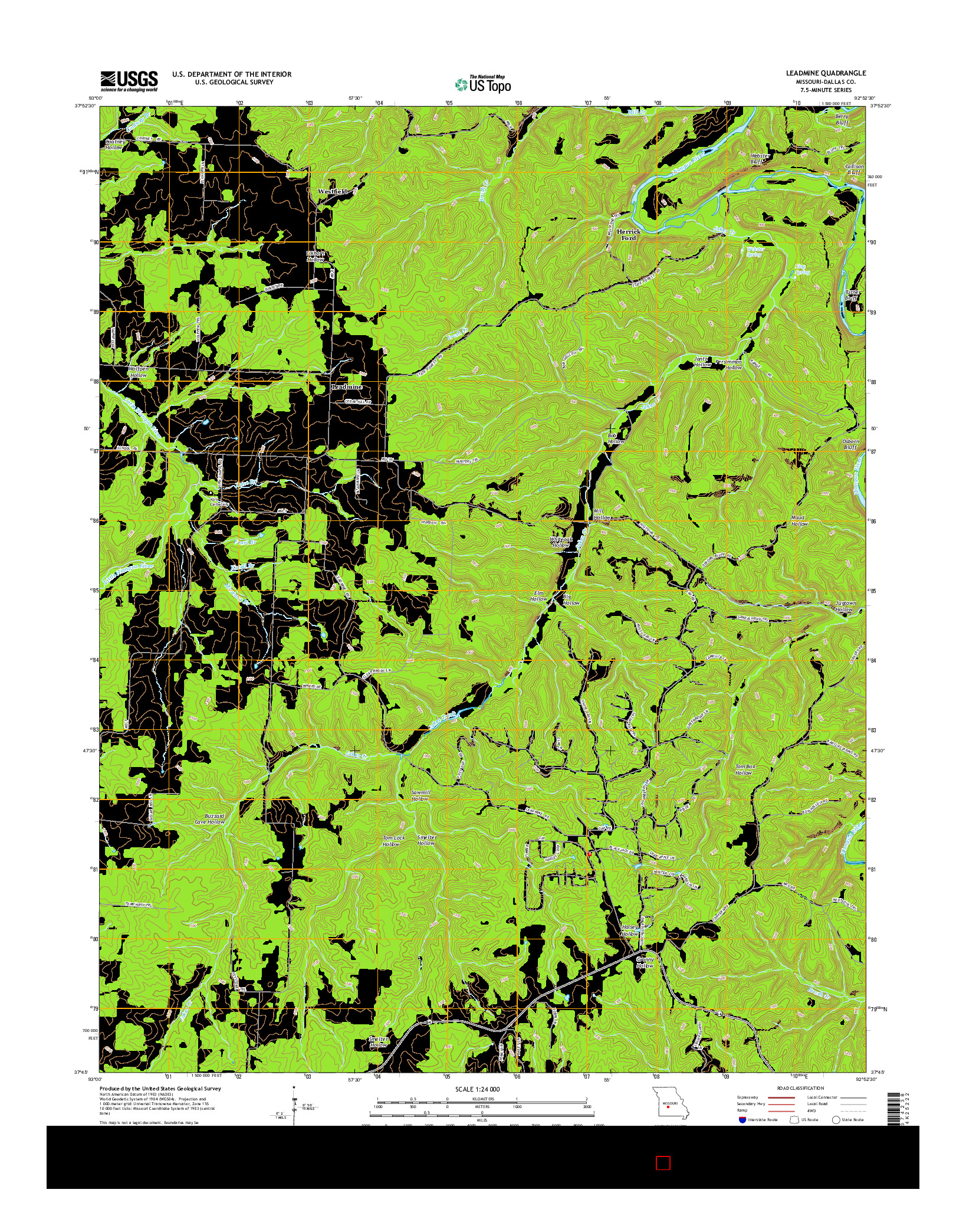 USGS US TOPO 7.5-MINUTE MAP FOR LEADMINE, MO 2015