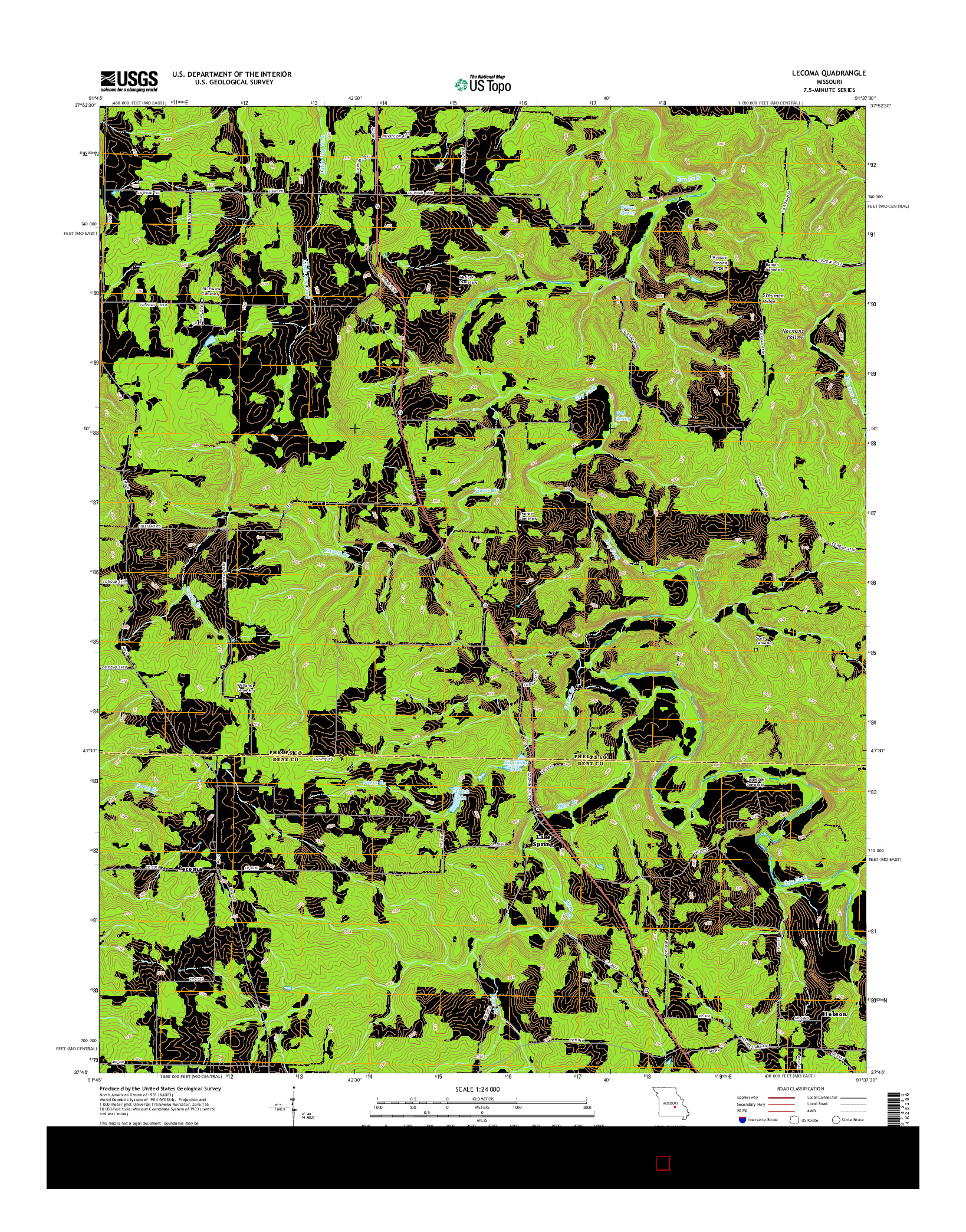 USGS US TOPO 7.5-MINUTE MAP FOR LECOMA, MO 2015