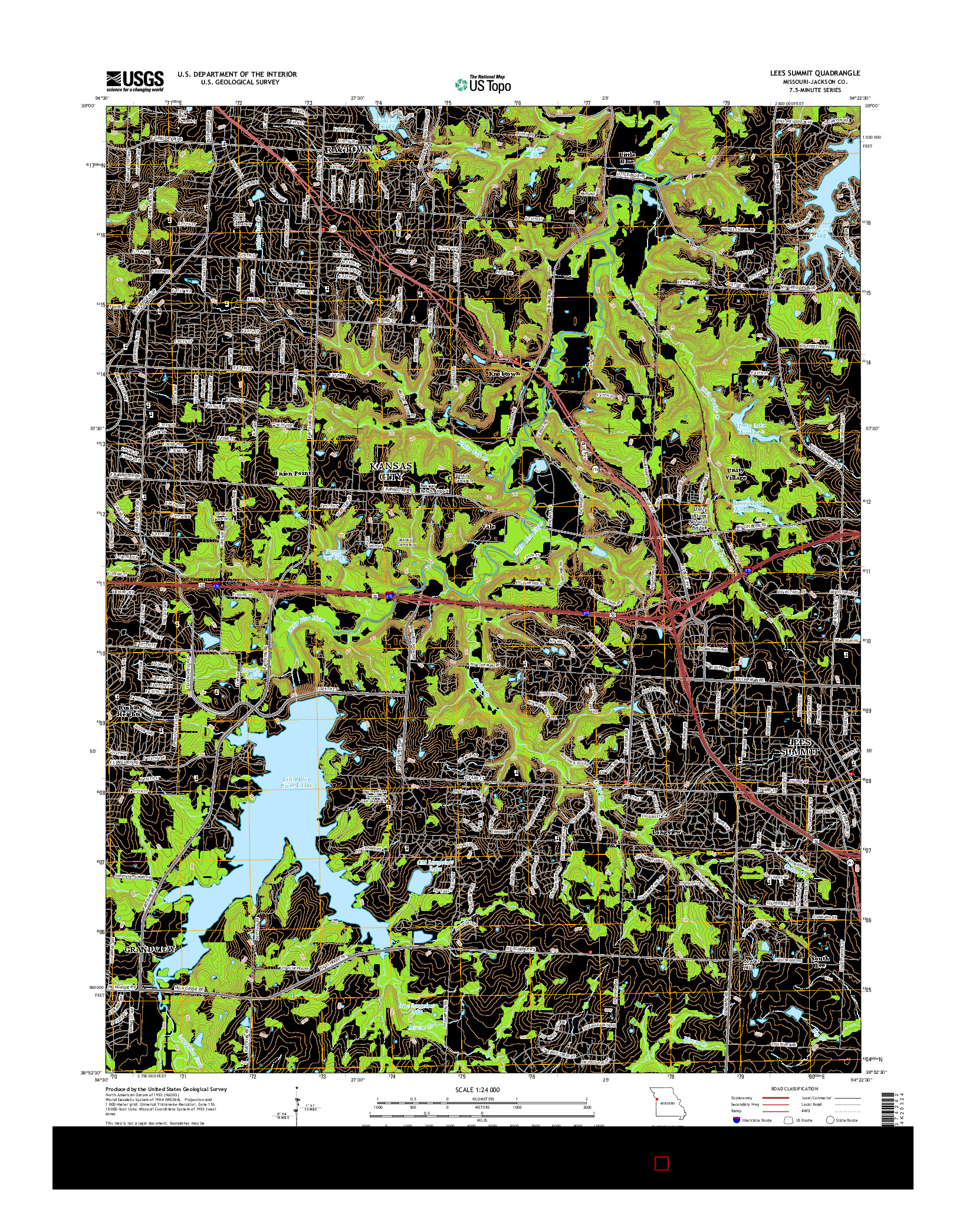 USGS US TOPO 7.5-MINUTE MAP FOR LEES SUMMIT, MO 2015