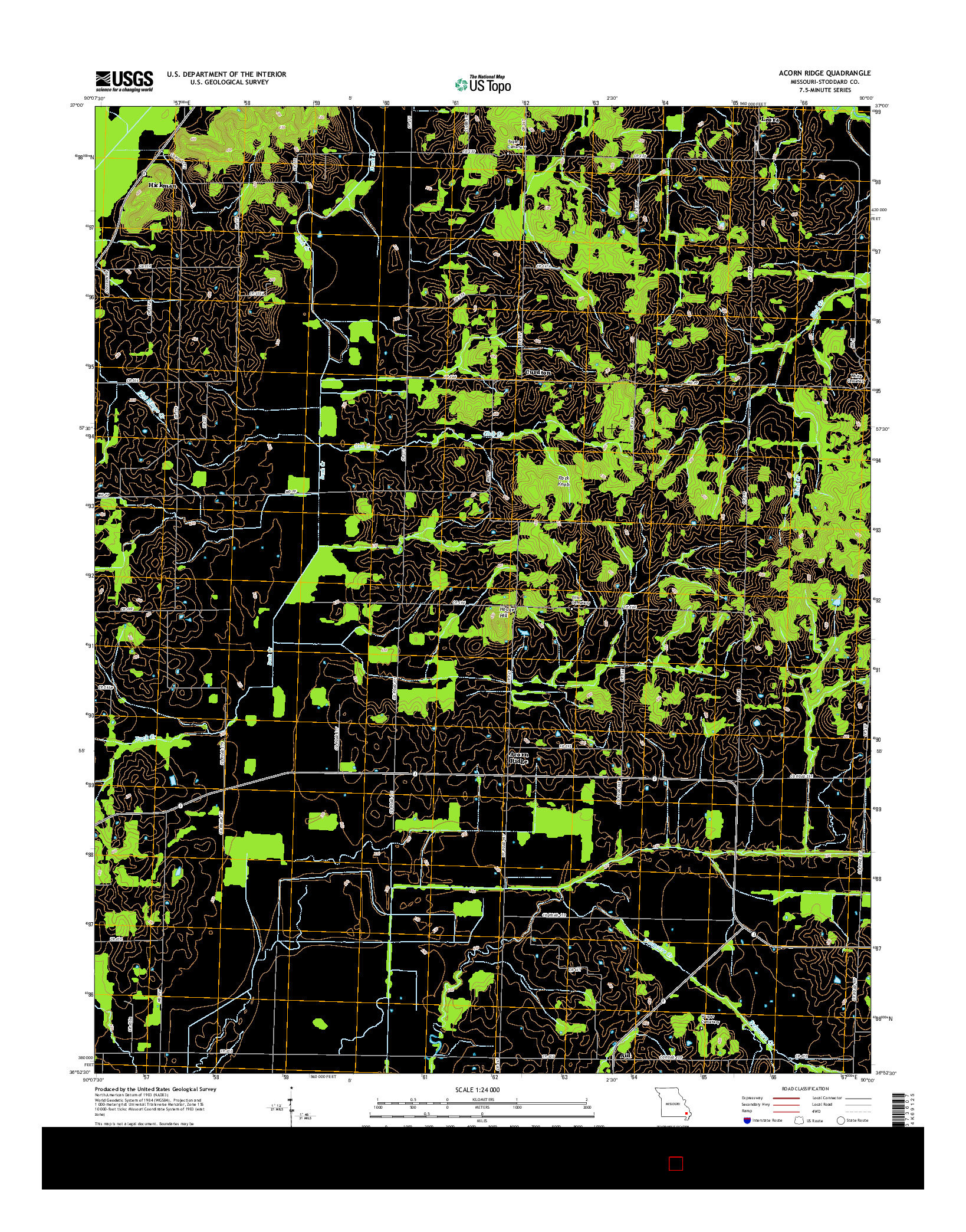 USGS US TOPO 7.5-MINUTE MAP FOR ACORN RIDGE, MO 2015