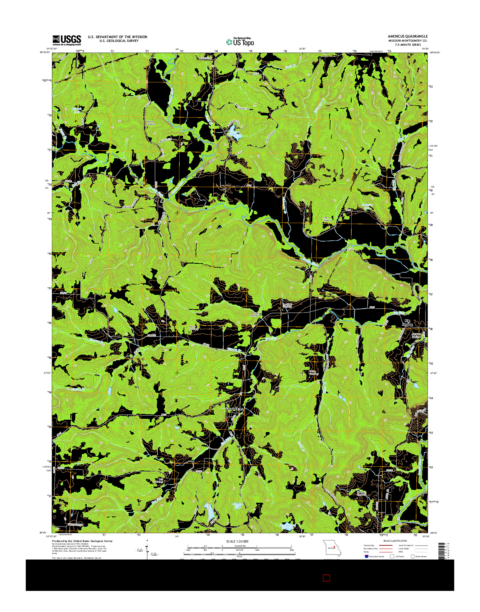 USGS US TOPO 7.5-MINUTE MAP FOR AMERICUS, MO 2015