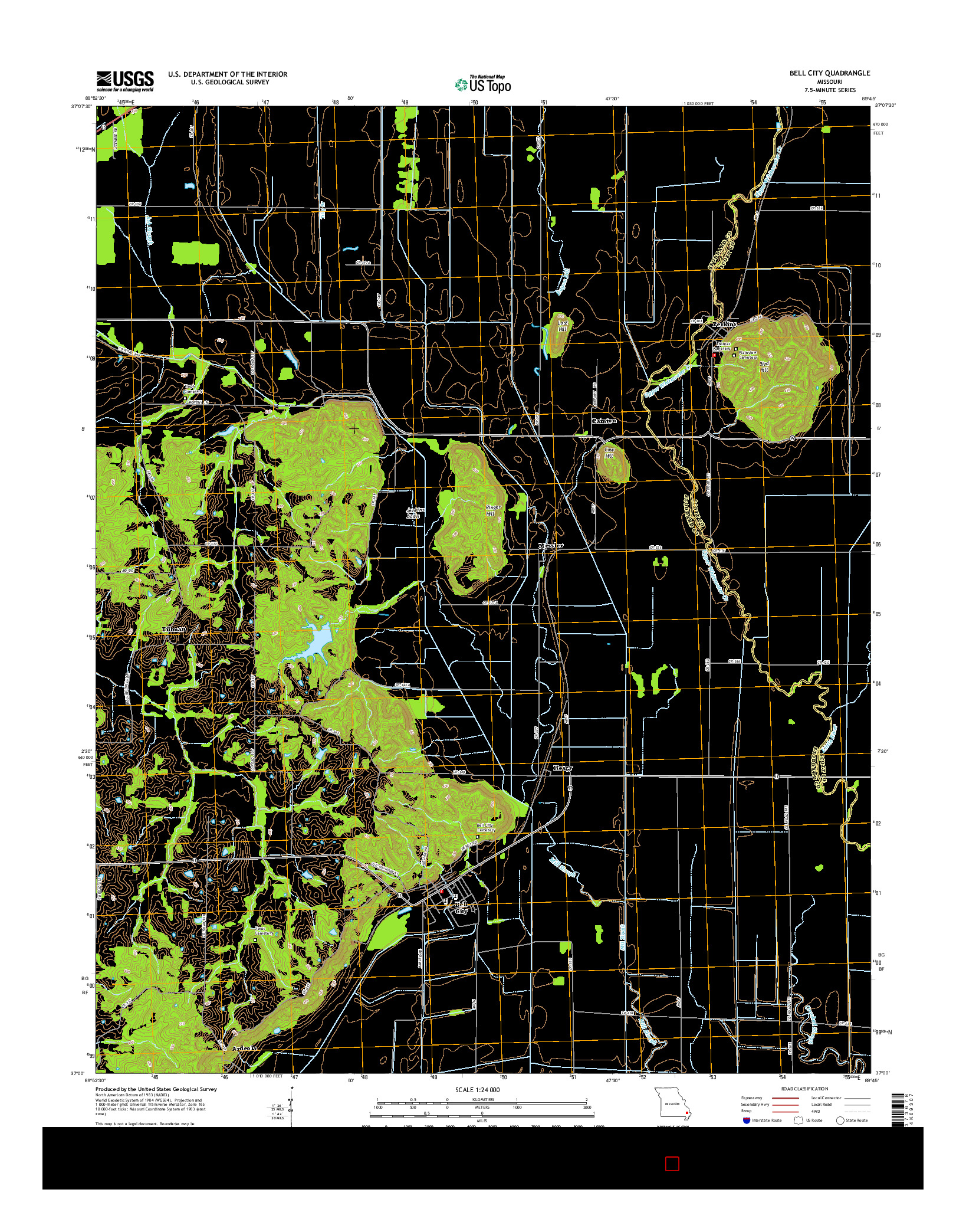 USGS US TOPO 7.5-MINUTE MAP FOR BELL CITY, MO 2015