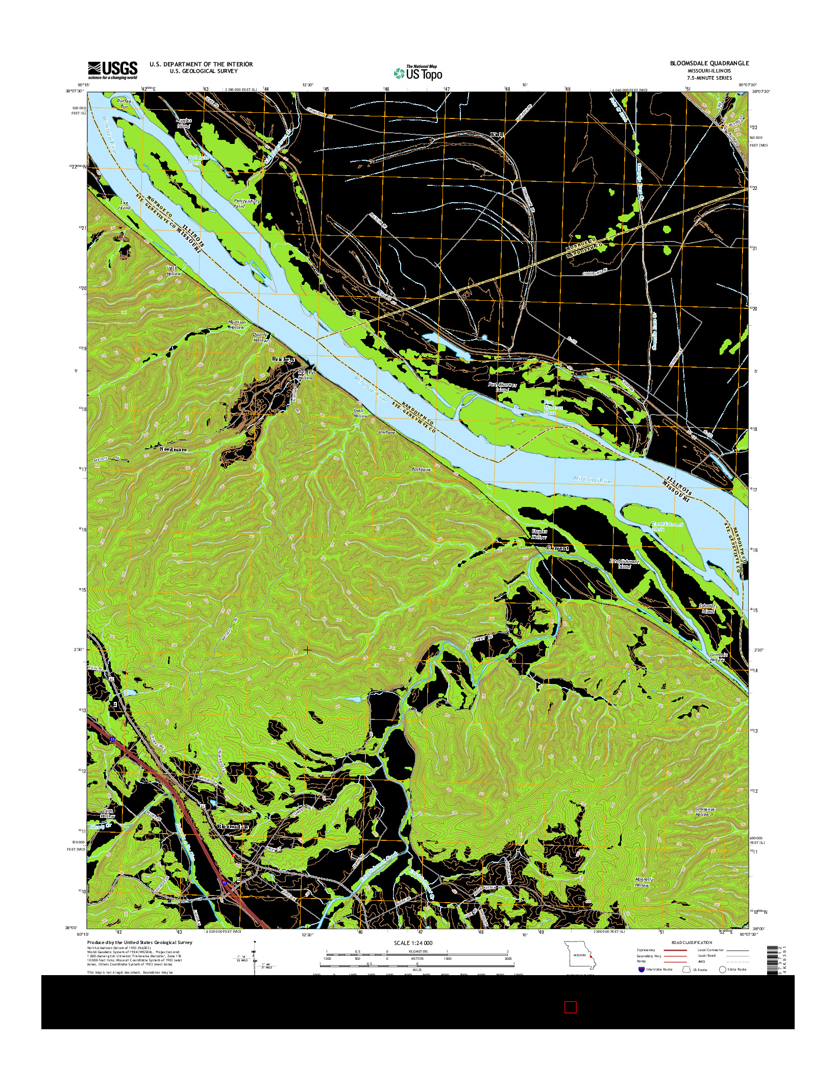 USGS US TOPO 7.5-MINUTE MAP FOR BLOOMSDALE, MO-IL 2015
