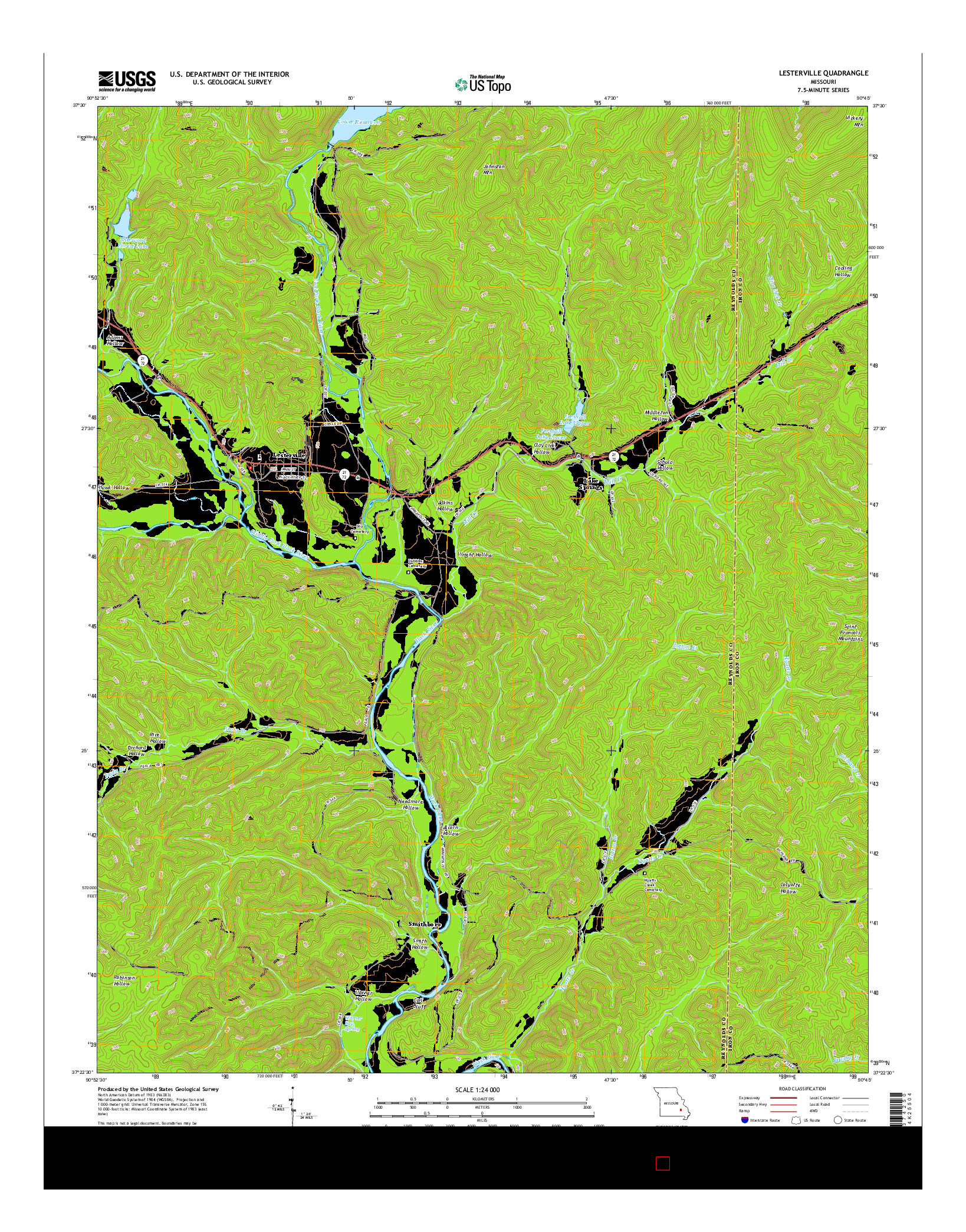 USGS US TOPO 7.5-MINUTE MAP FOR LESTERVILLE, MO 2015