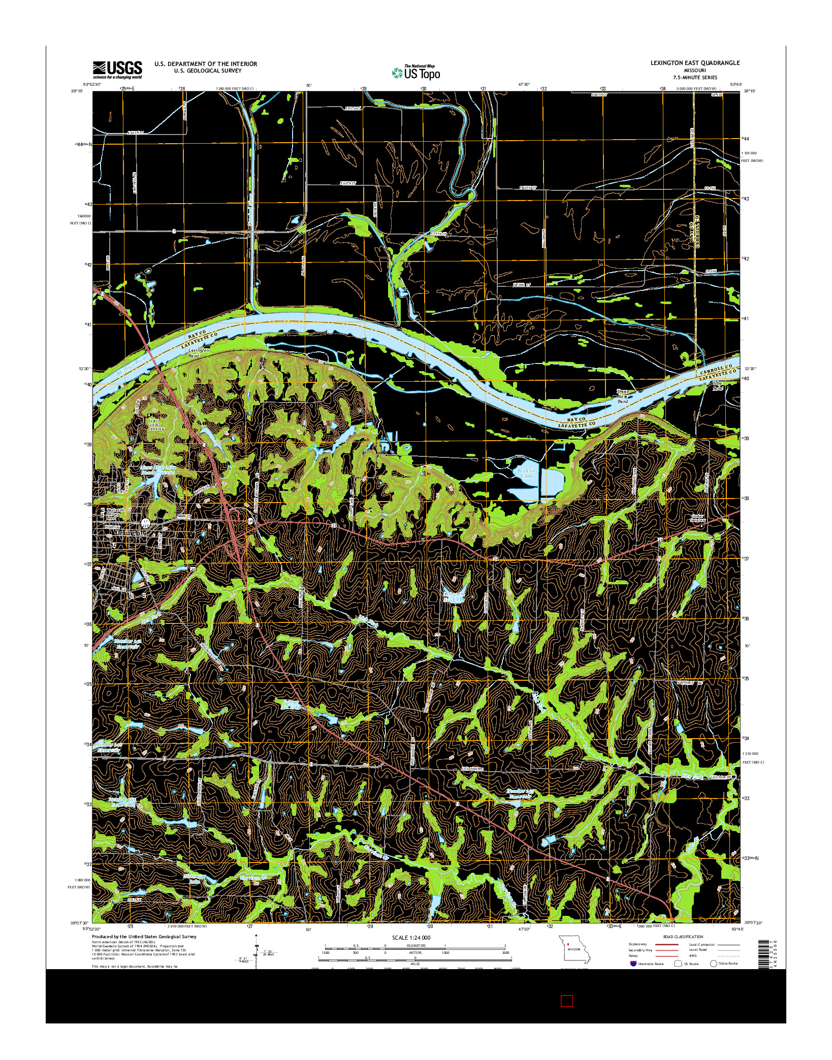 USGS US TOPO 7.5-MINUTE MAP FOR LEXINGTON EAST, MO 2015