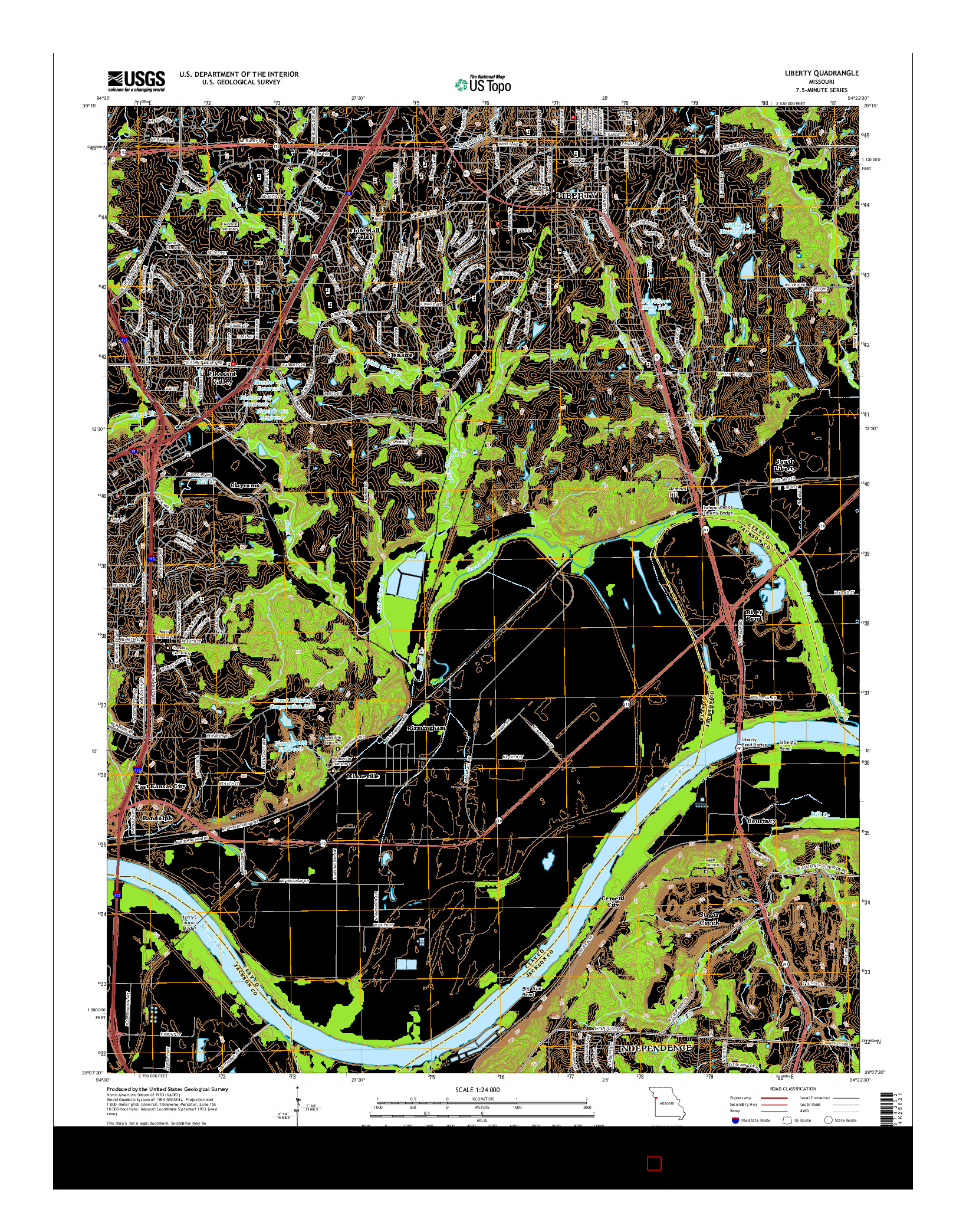 USGS US TOPO 7.5-MINUTE MAP FOR LIBERTY, MO 2015