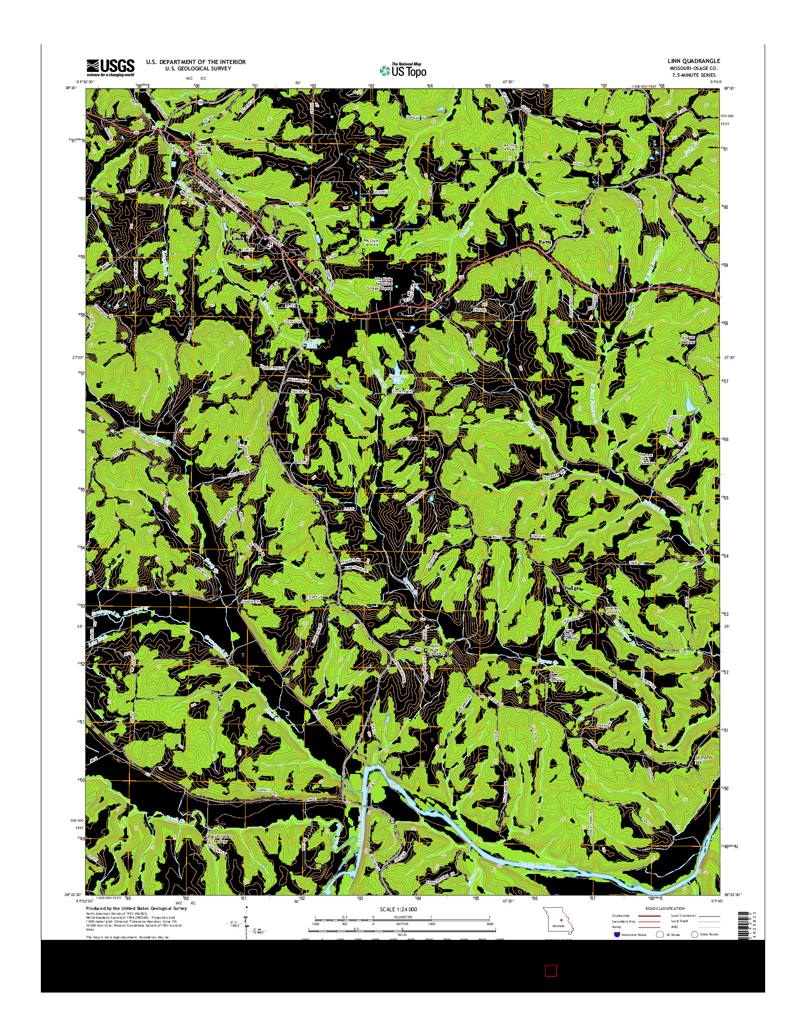 USGS US TOPO 7.5-MINUTE MAP FOR LINN, MO 2015