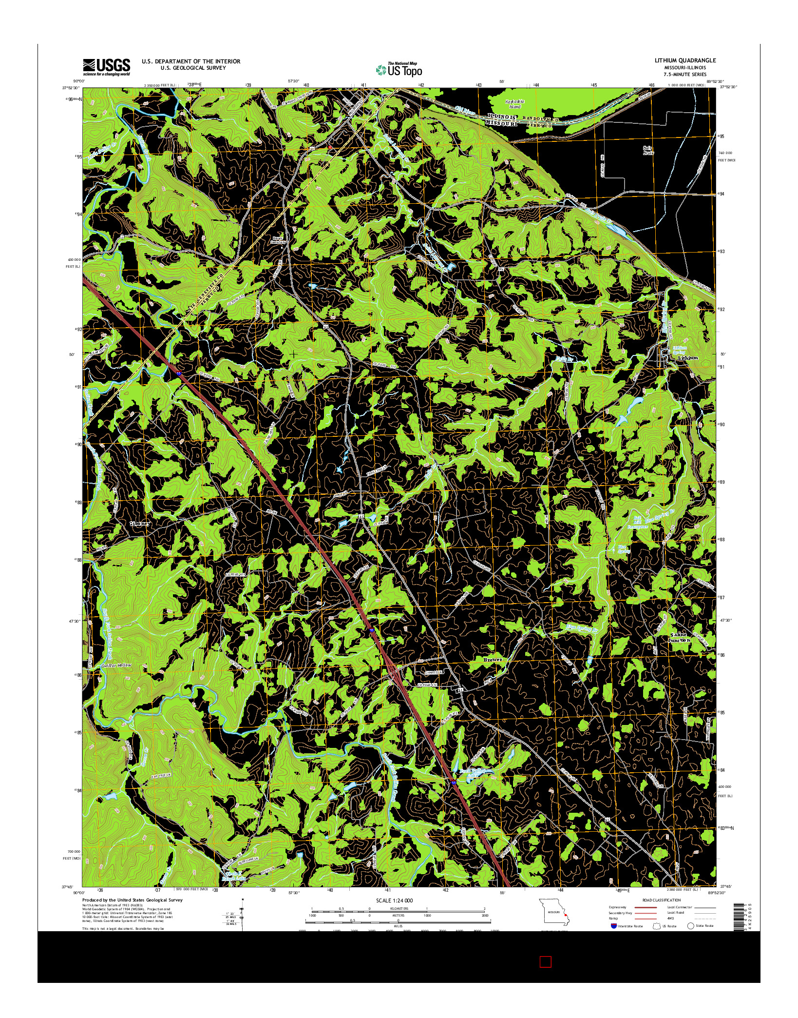USGS US TOPO 7.5-MINUTE MAP FOR LITHIUM, MO-IL 2015