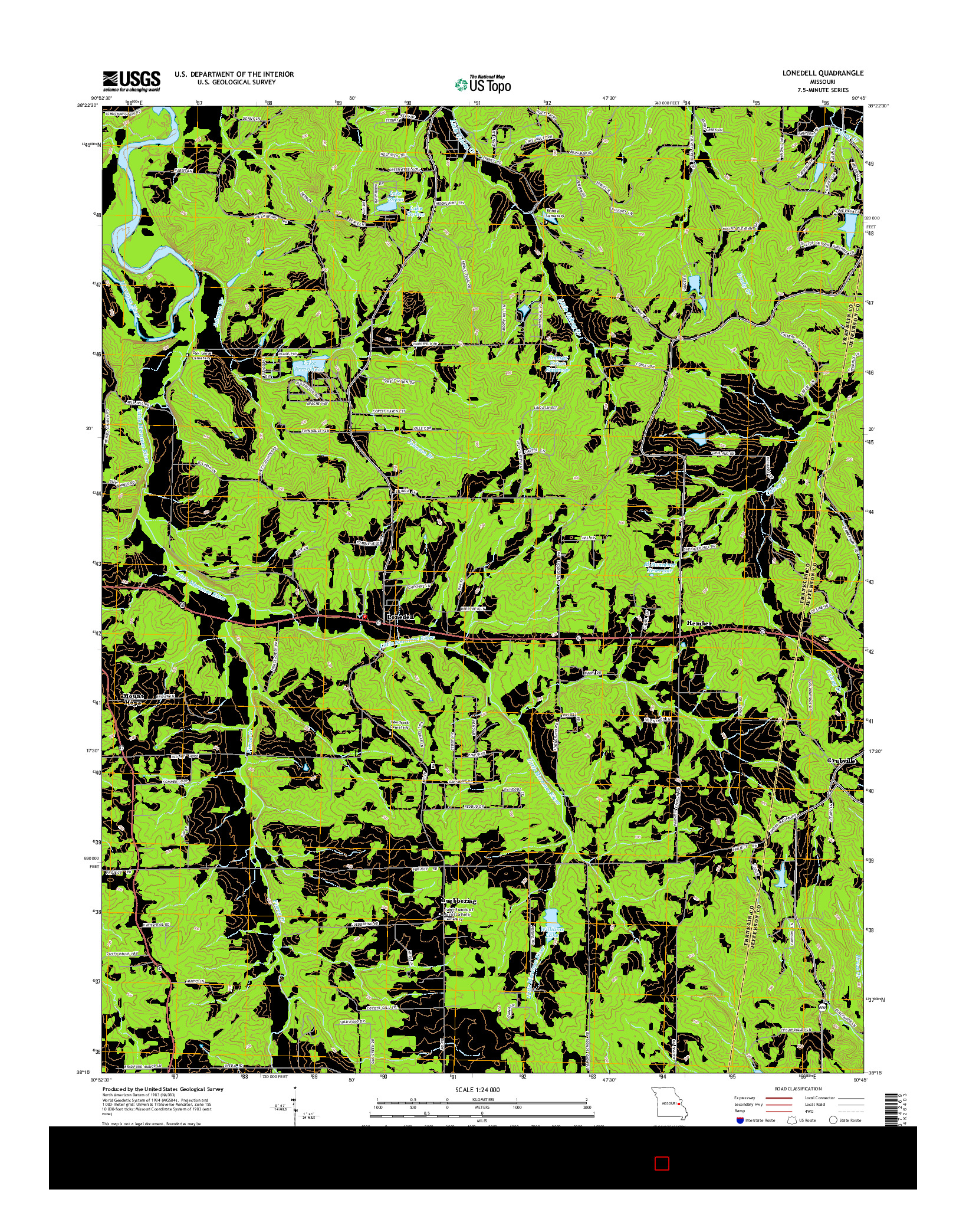 USGS US TOPO 7.5-MINUTE MAP FOR LONEDELL, MO 2015