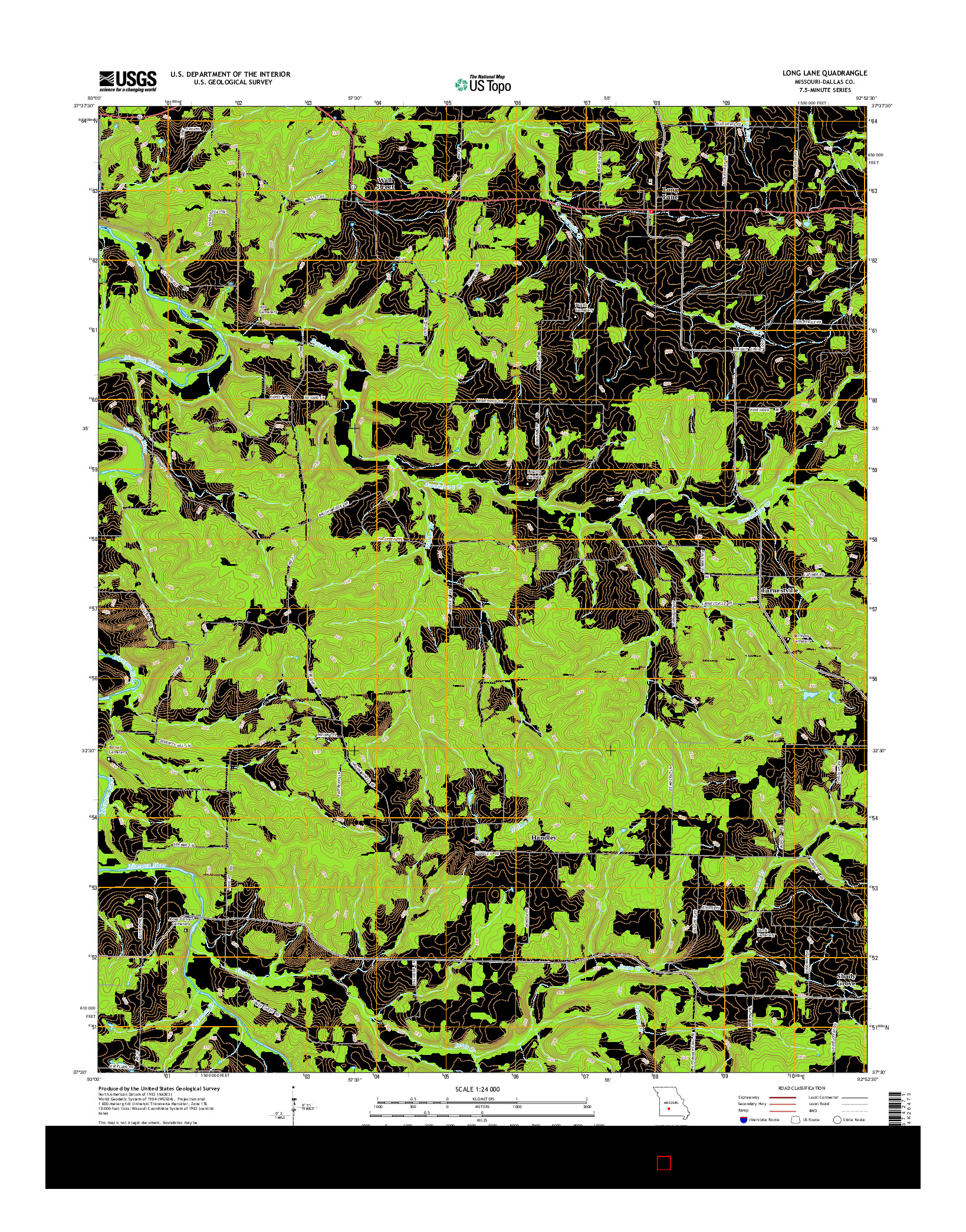 USGS US TOPO 7.5-MINUTE MAP FOR LONG LANE, MO 2015