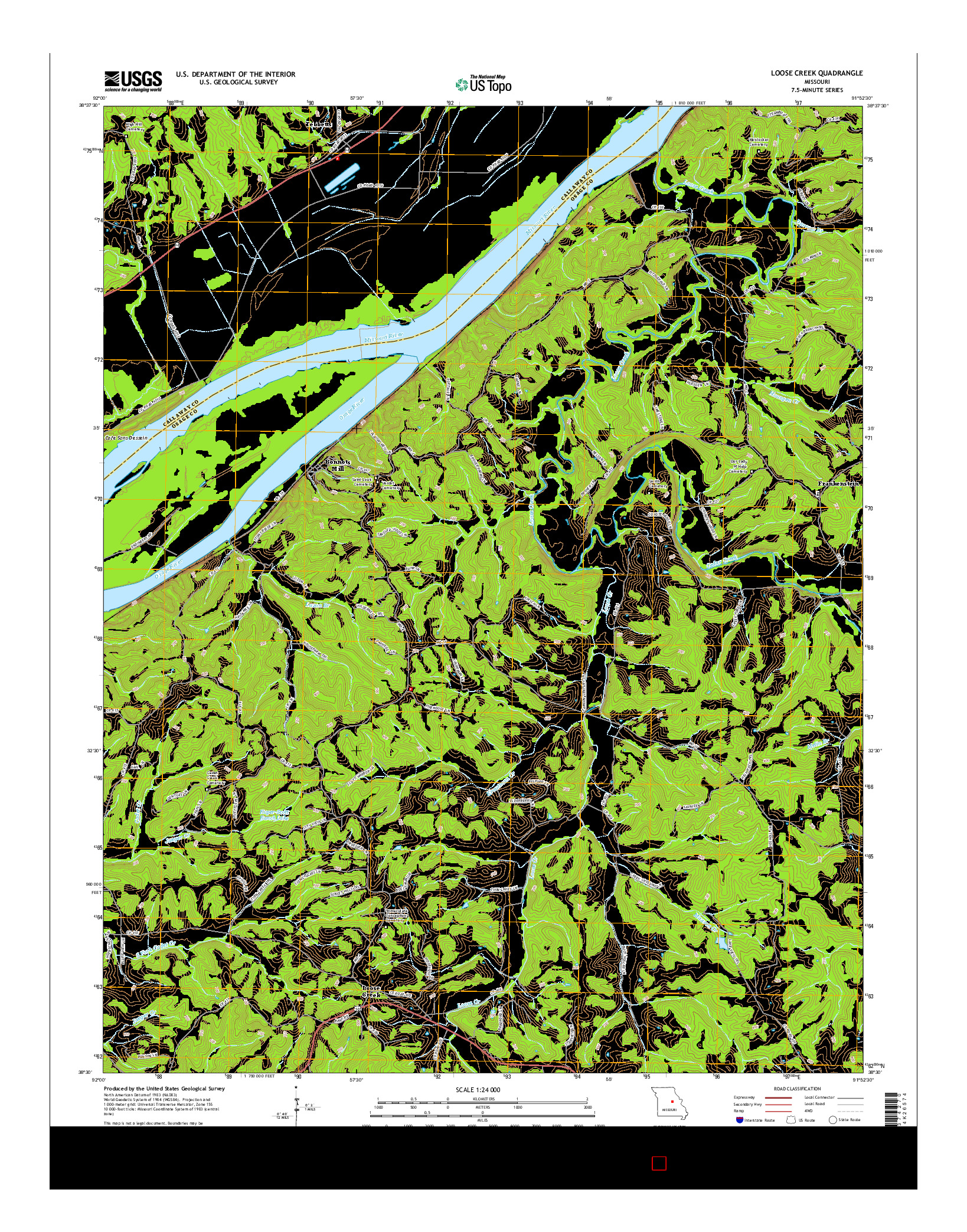 USGS US TOPO 7.5-MINUTE MAP FOR LOOSE CREEK, MO 2015