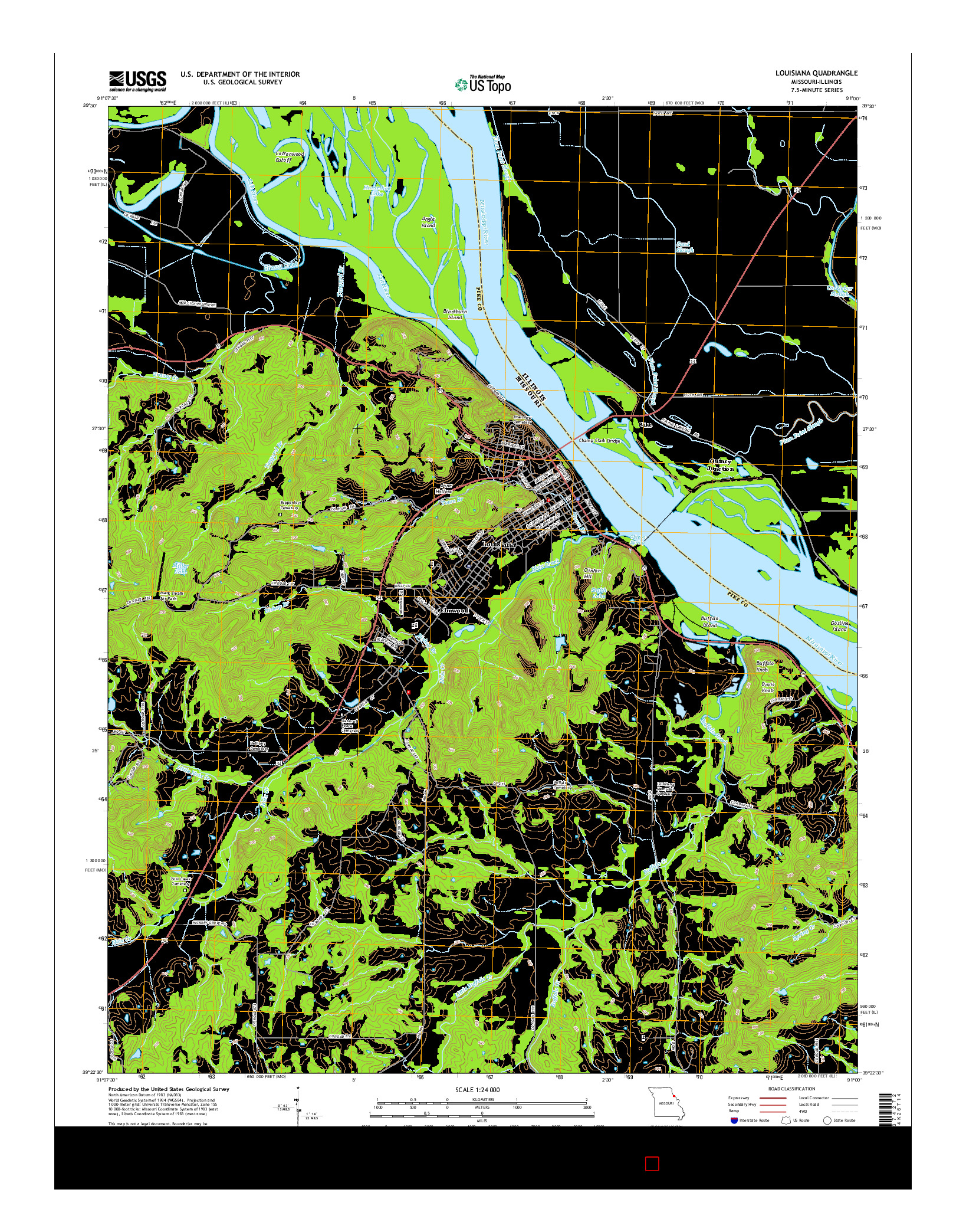USGS US TOPO 7.5-MINUTE MAP FOR LOUISIANA, MO-IL 2015