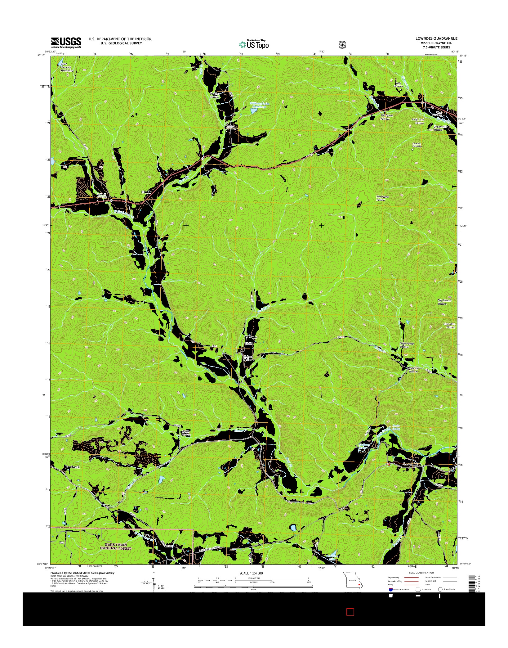 USGS US TOPO 7.5-MINUTE MAP FOR LOWNDES, MO 2015