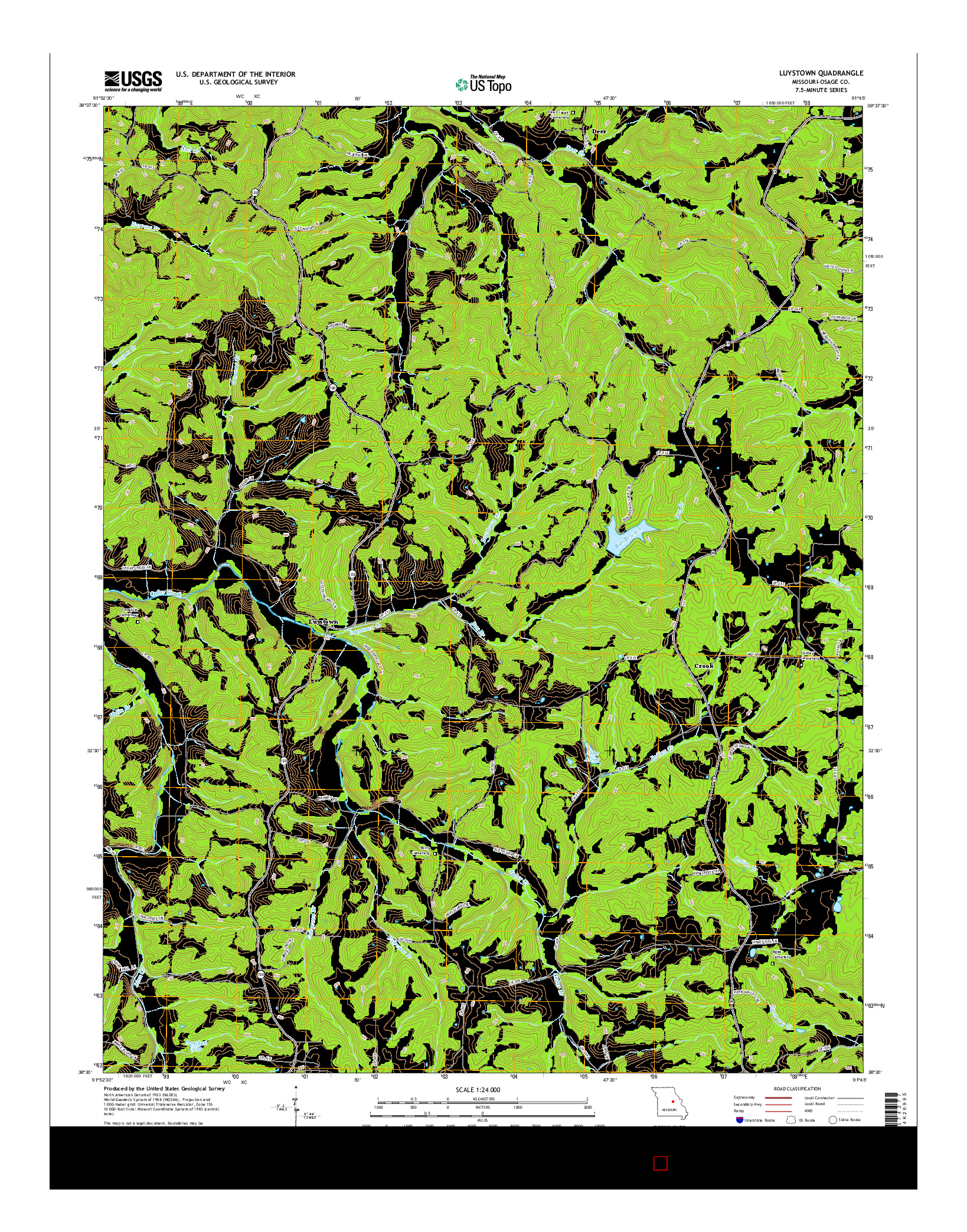 USGS US TOPO 7.5-MINUTE MAP FOR LUYSTOWN, MO 2015