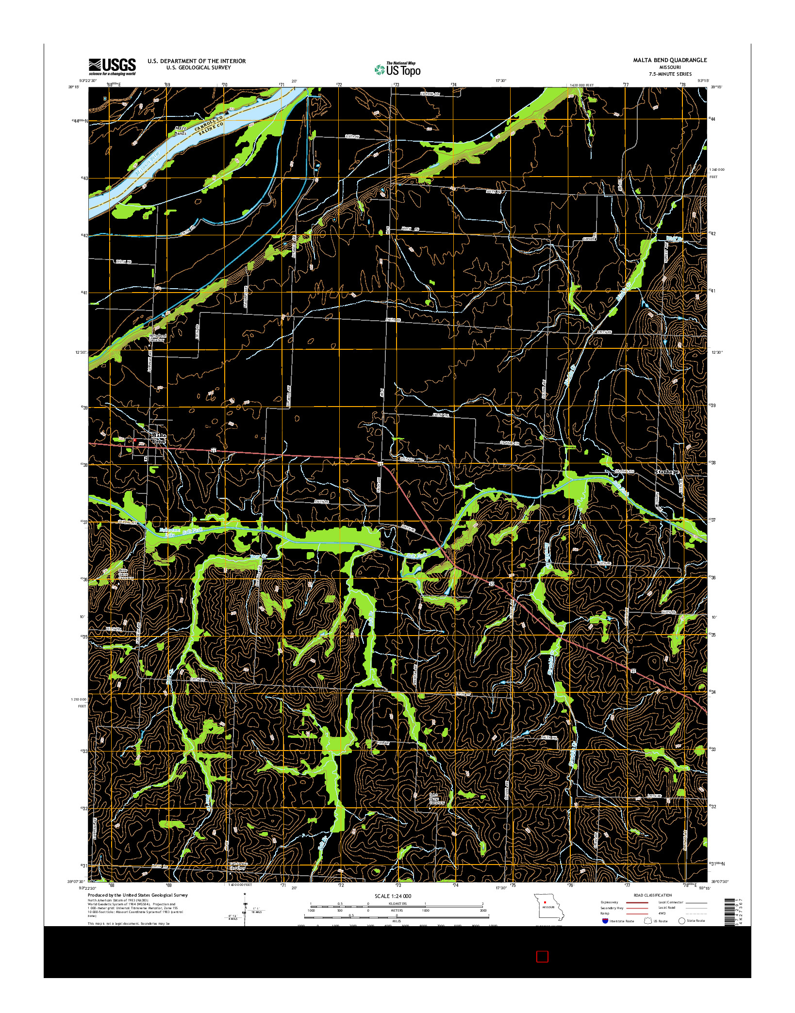USGS US TOPO 7.5-MINUTE MAP FOR MALTA BEND, MO 2015
