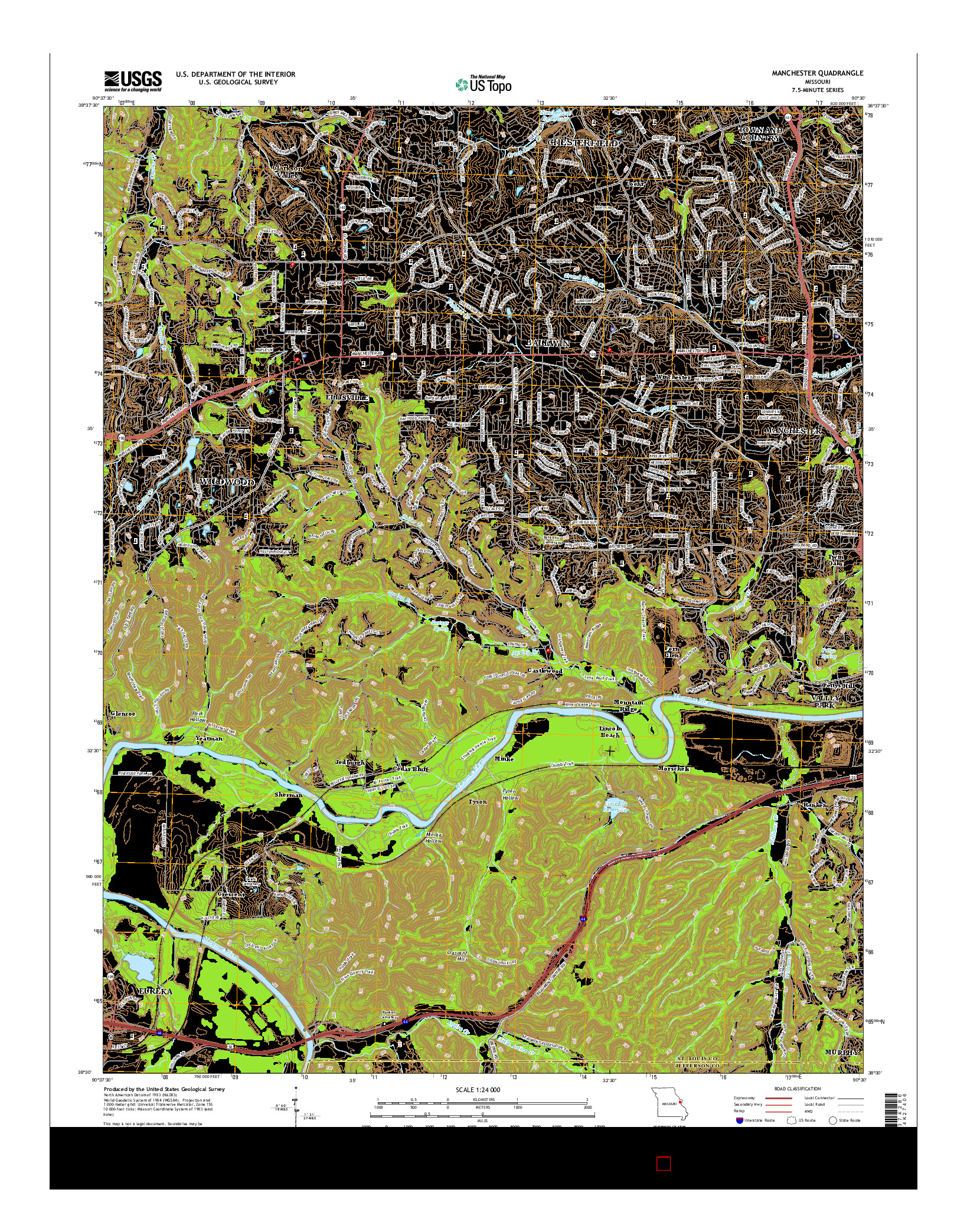 USGS US TOPO 7.5-MINUTE MAP FOR MANCHESTER, MO 2015