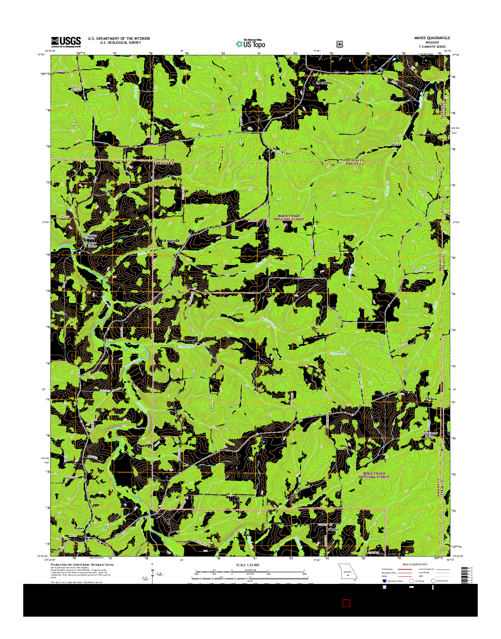 USGS US TOPO 7.5-MINUTE MAP FOR MANES, MO 2015