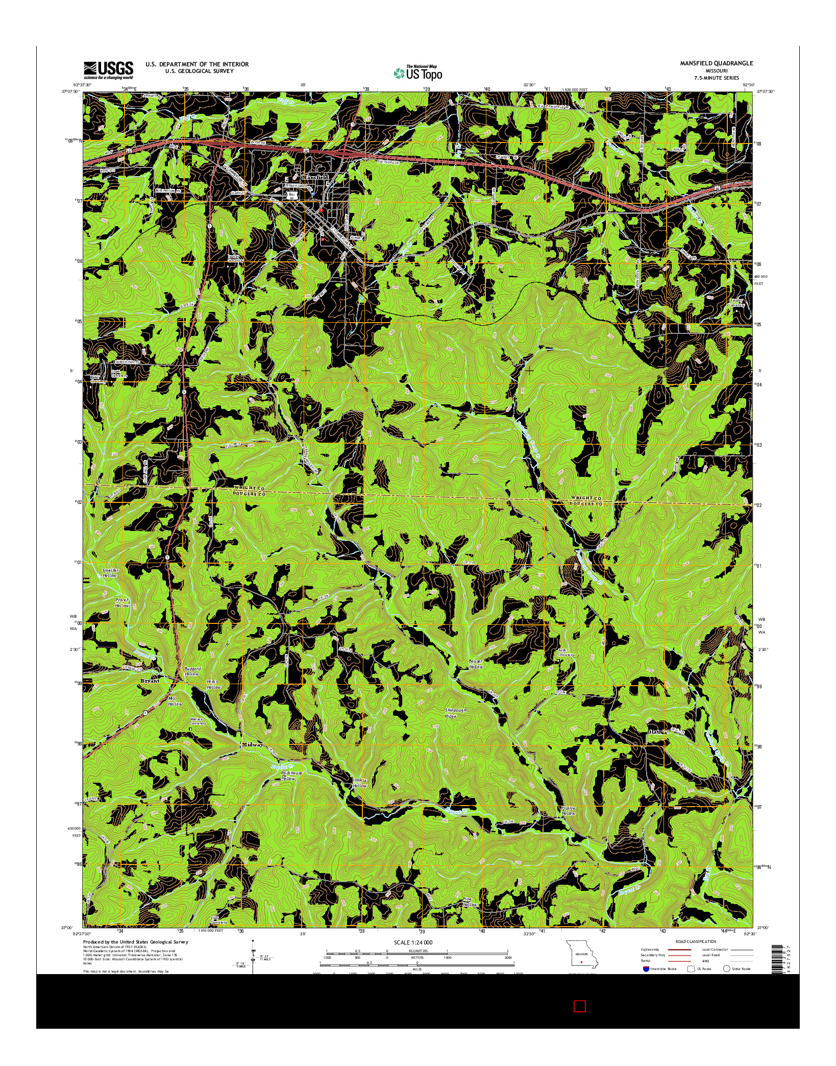 USGS US TOPO 7.5-MINUTE MAP FOR MANSFIELD, MO 2015