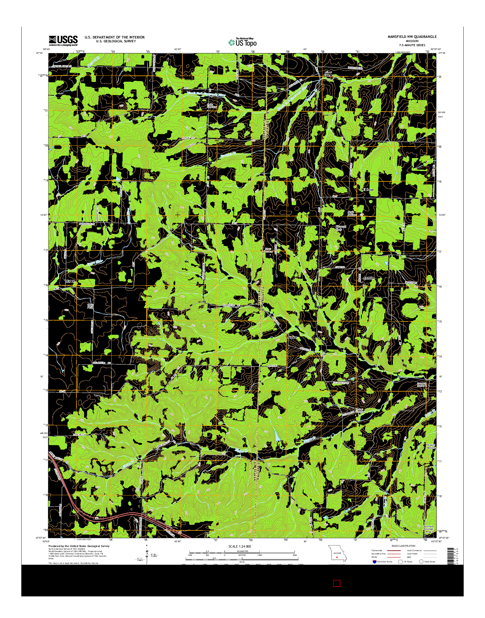USGS US TOPO 7.5-MINUTE MAP FOR MANSFIELD NW, MO 2015