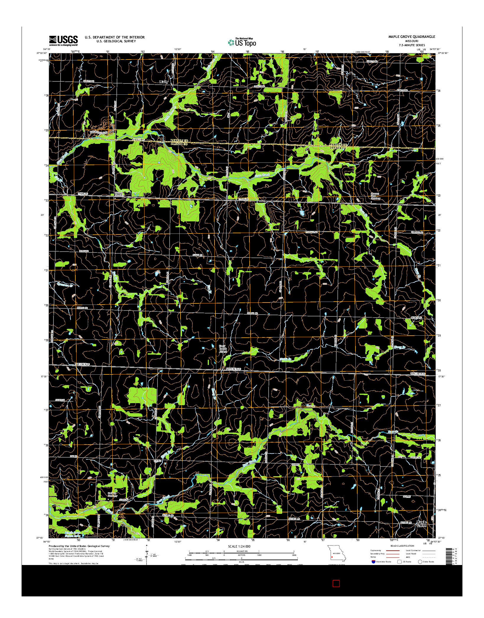 USGS US TOPO 7.5-MINUTE MAP FOR MAPLE GROVE, MO 2015