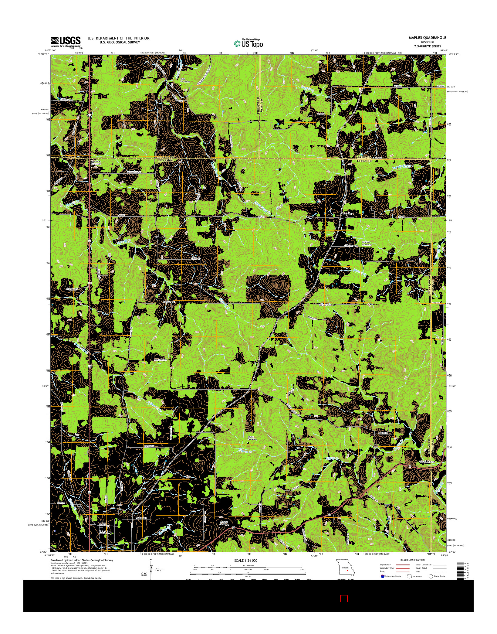 USGS US TOPO 7.5-MINUTE MAP FOR MAPLES, MO 2015