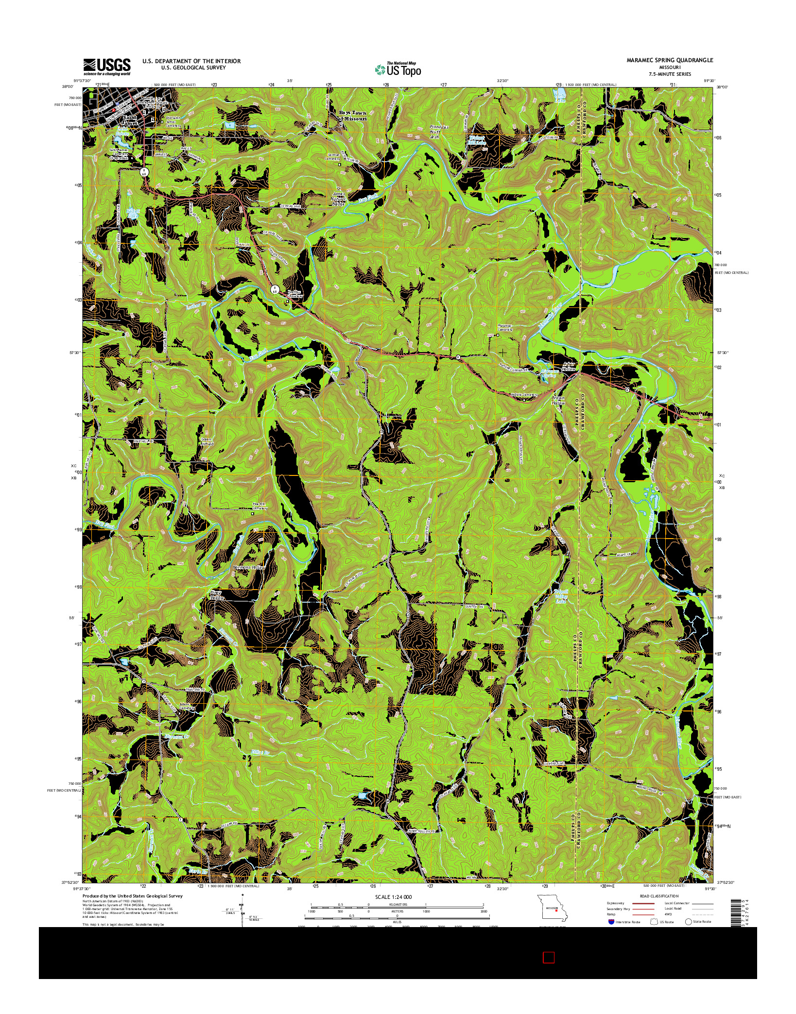 USGS US TOPO 7.5-MINUTE MAP FOR MARAMEC SPRING, MO 2015