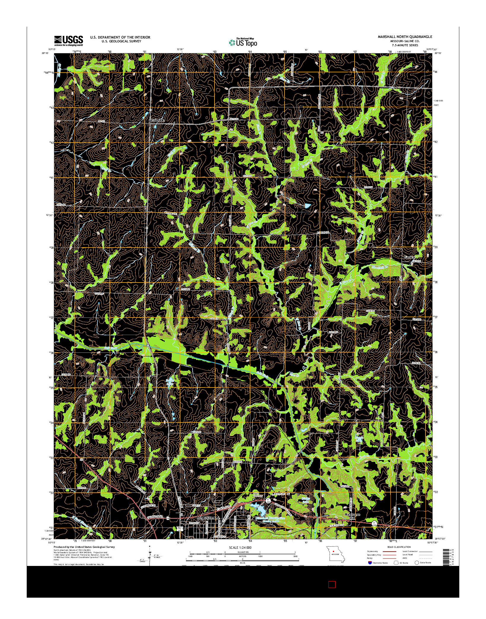 USGS US TOPO 7.5-MINUTE MAP FOR MARSHALL NORTH, MO 2015