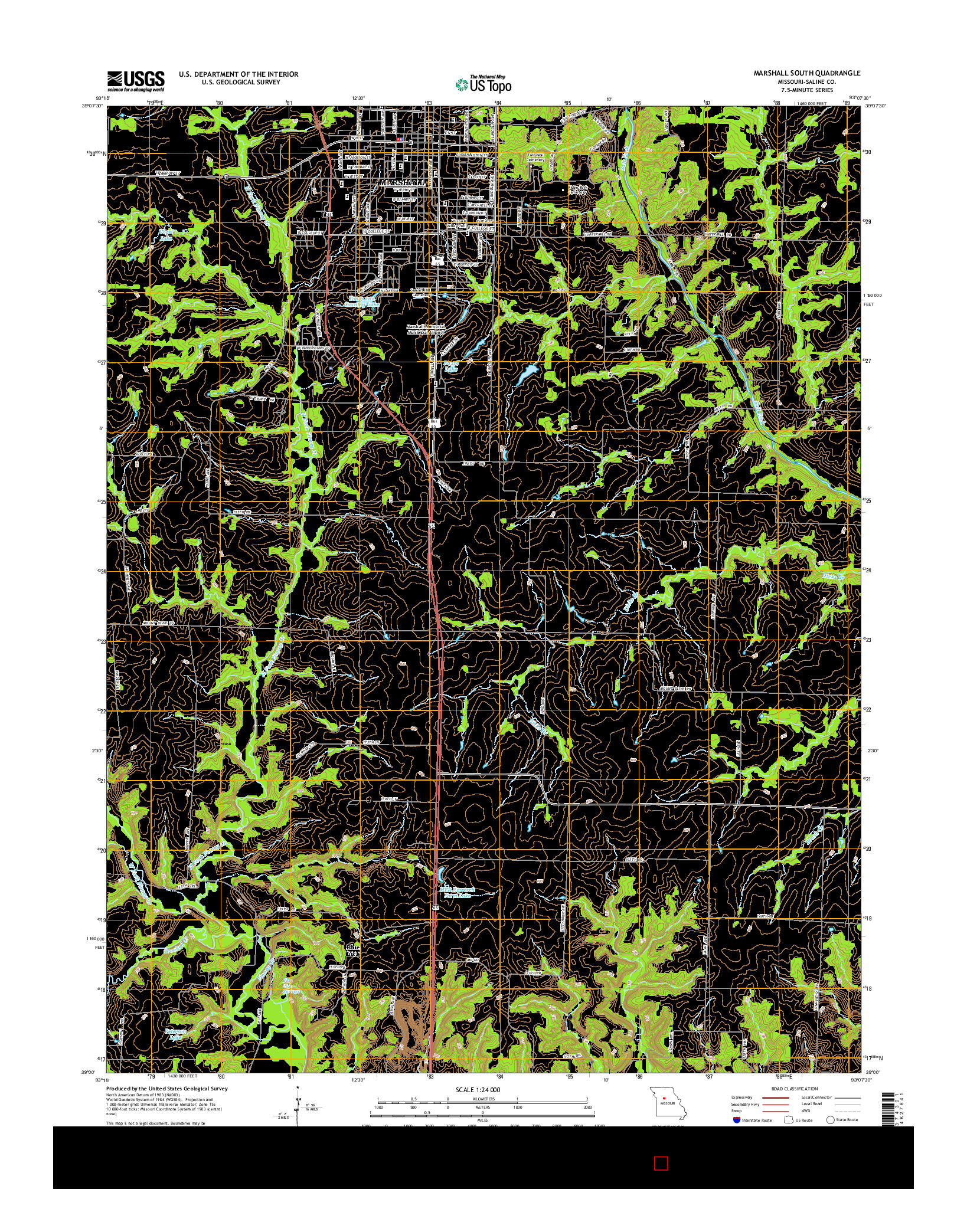 USGS US TOPO 7.5-MINUTE MAP FOR MARSHALL SOUTH, MO 2015