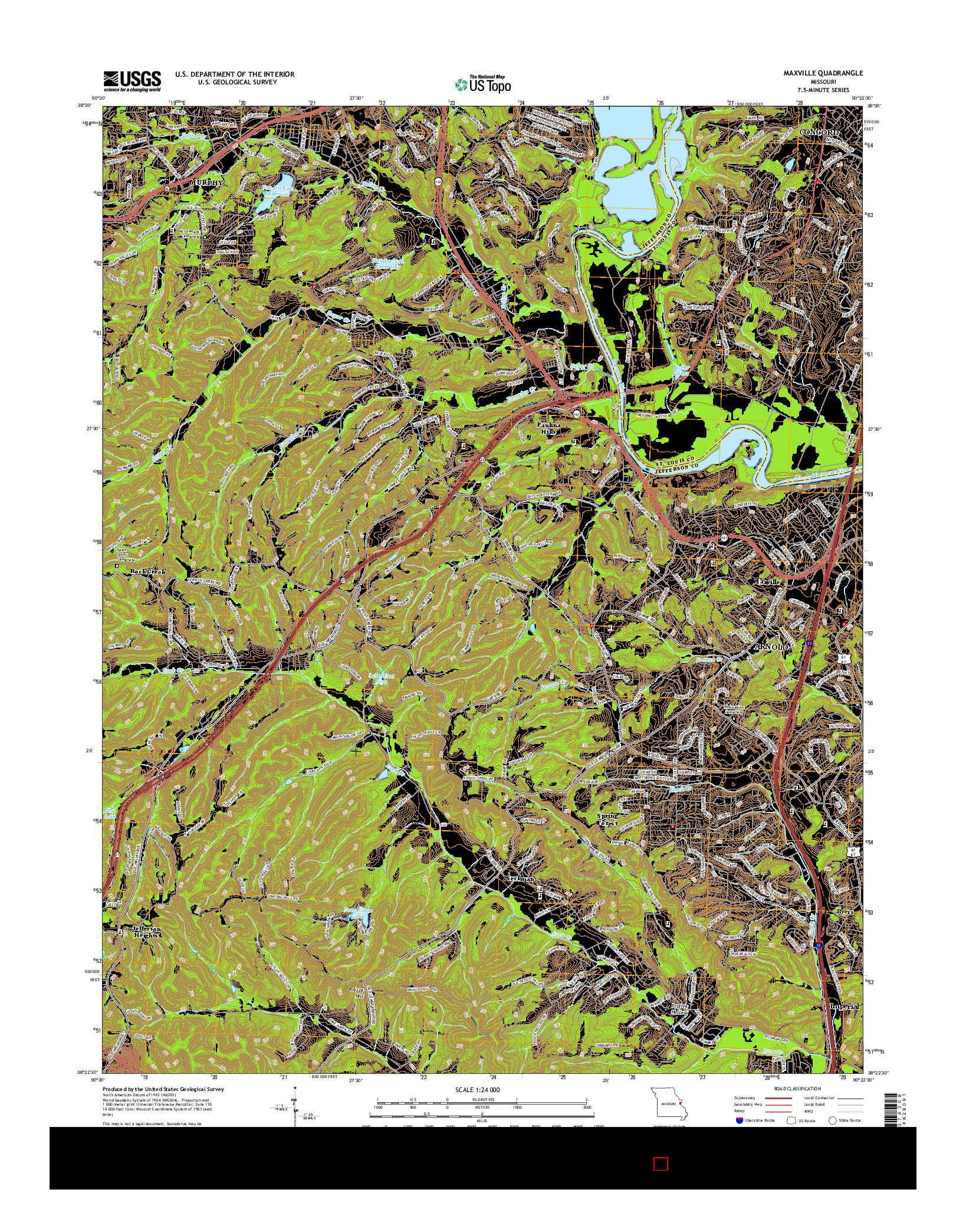 USGS US TOPO 7.5-MINUTE MAP FOR MAXVILLE, MO 2015