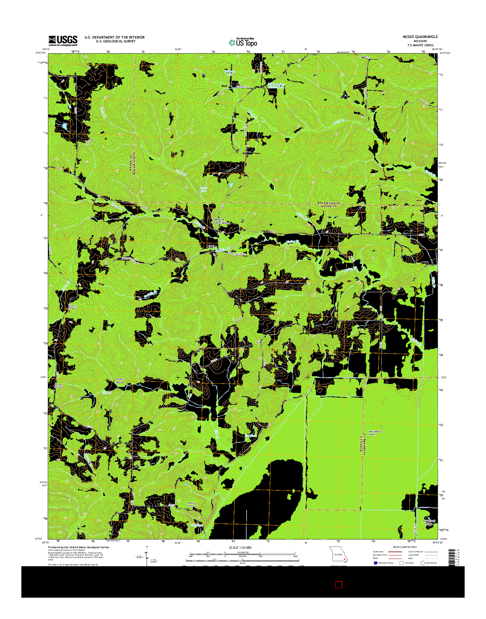 USGS US TOPO 7.5-MINUTE MAP FOR MCGEE, MO 2015