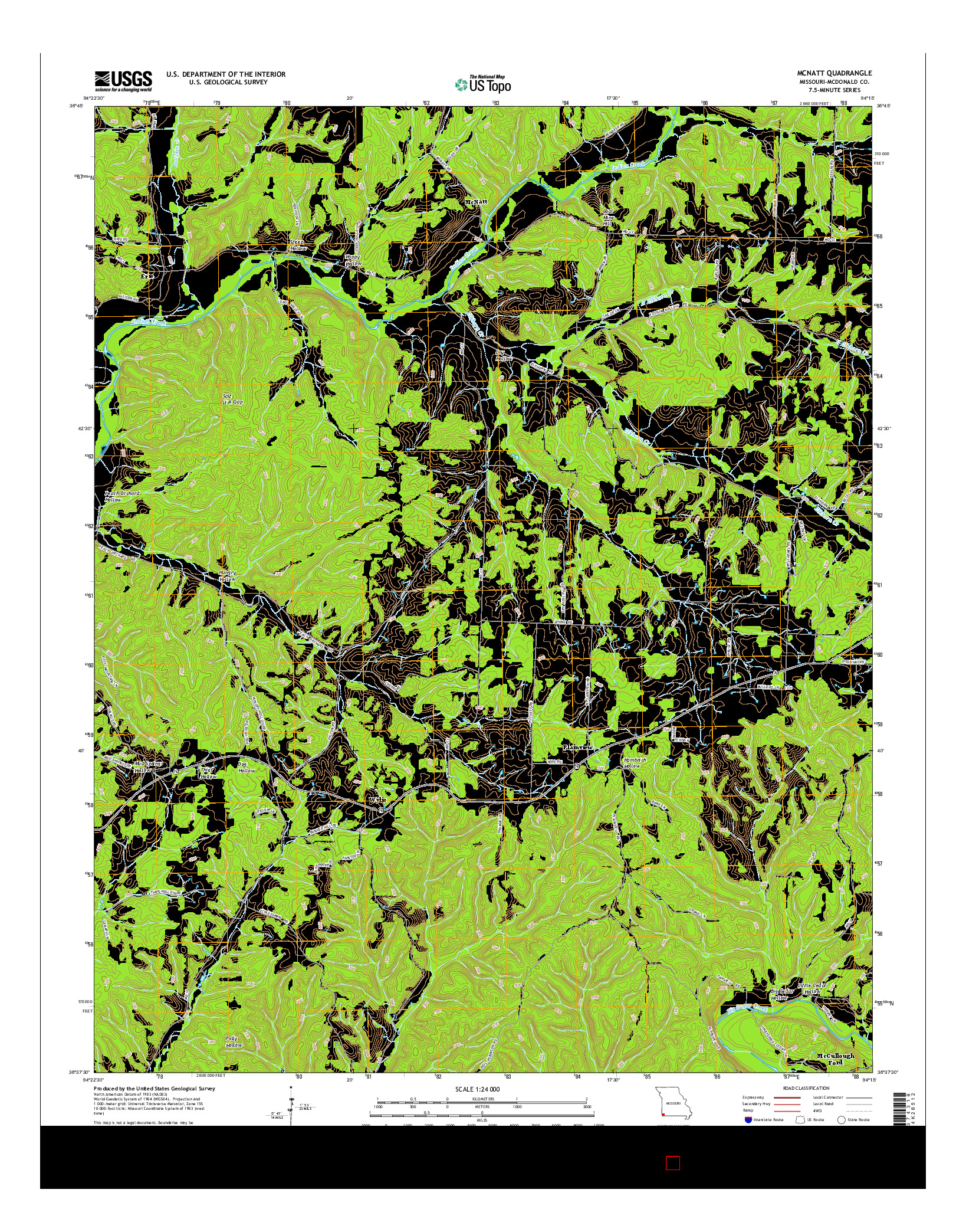 USGS US TOPO 7.5-MINUTE MAP FOR MCNATT, MO 2015