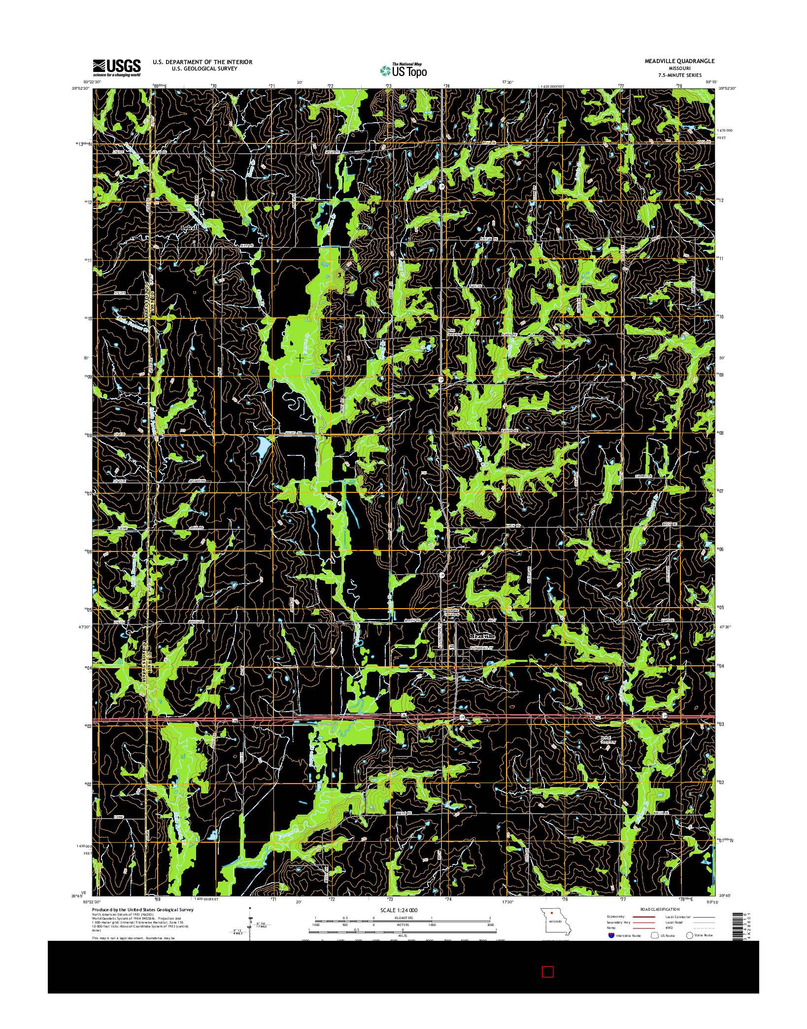 USGS US TOPO 7.5-MINUTE MAP FOR MEADVILLE, MO 2015