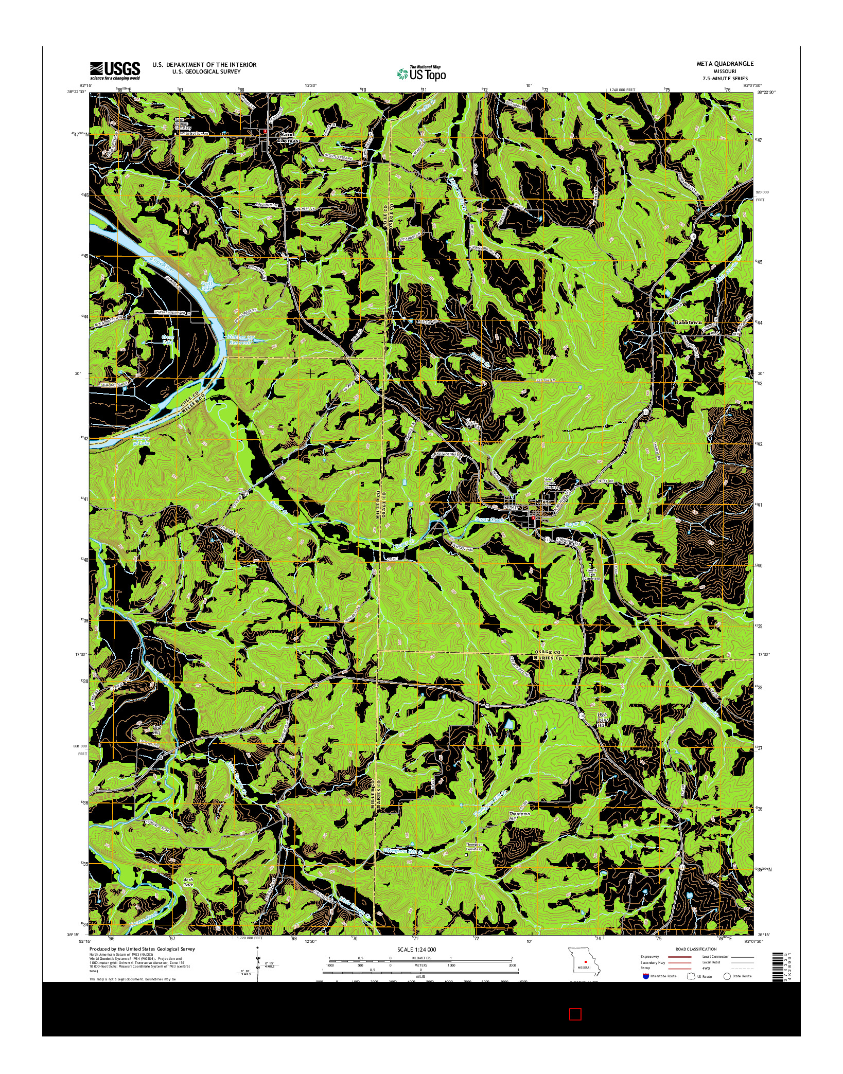 USGS US TOPO 7.5-MINUTE MAP FOR META, MO 2015