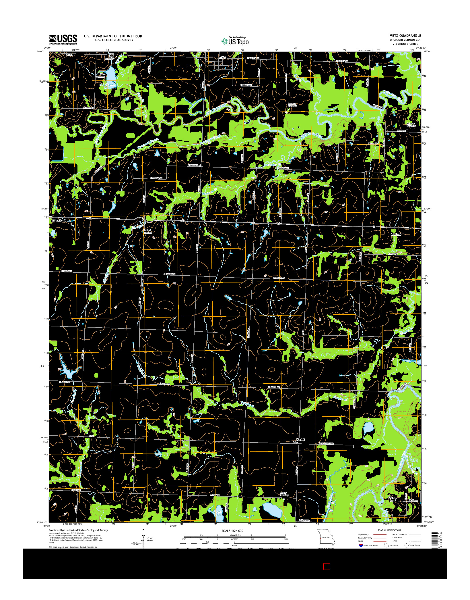 USGS US TOPO 7.5-MINUTE MAP FOR METZ, MO 2015