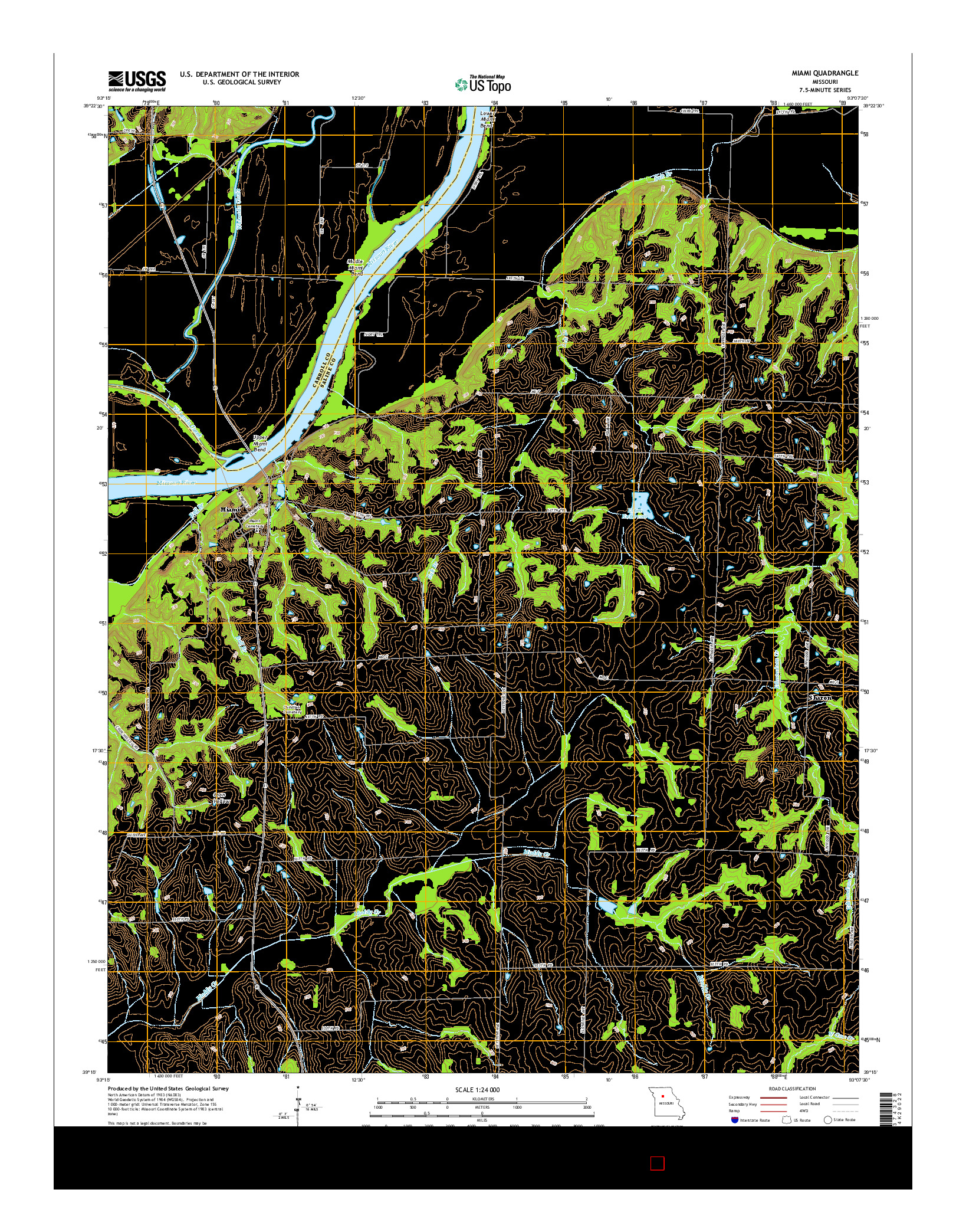 USGS US TOPO 7.5-MINUTE MAP FOR MIAMI, MO 2015