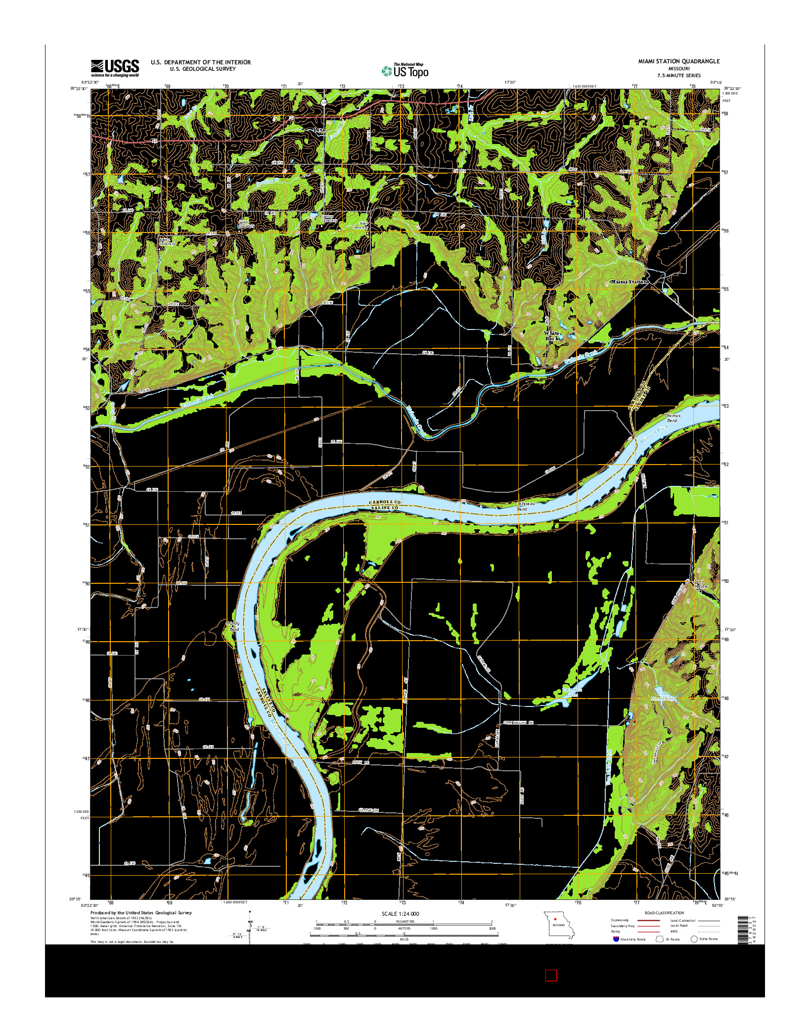 USGS US TOPO 7.5-MINUTE MAP FOR MIAMI STATION, MO 2015