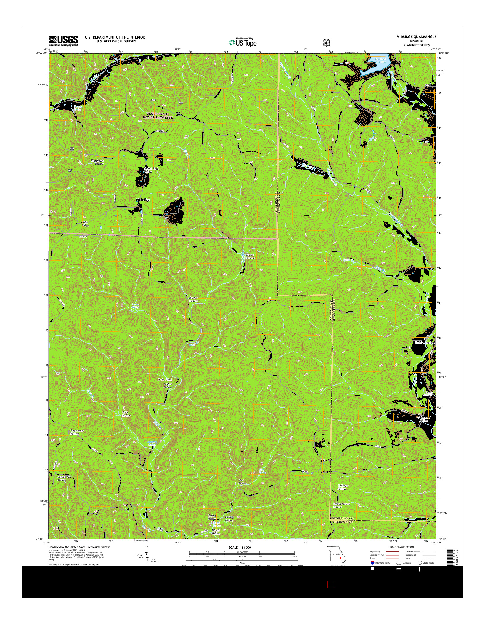 USGS US TOPO 7.5-MINUTE MAP FOR MIDRIDGE, MO 2015