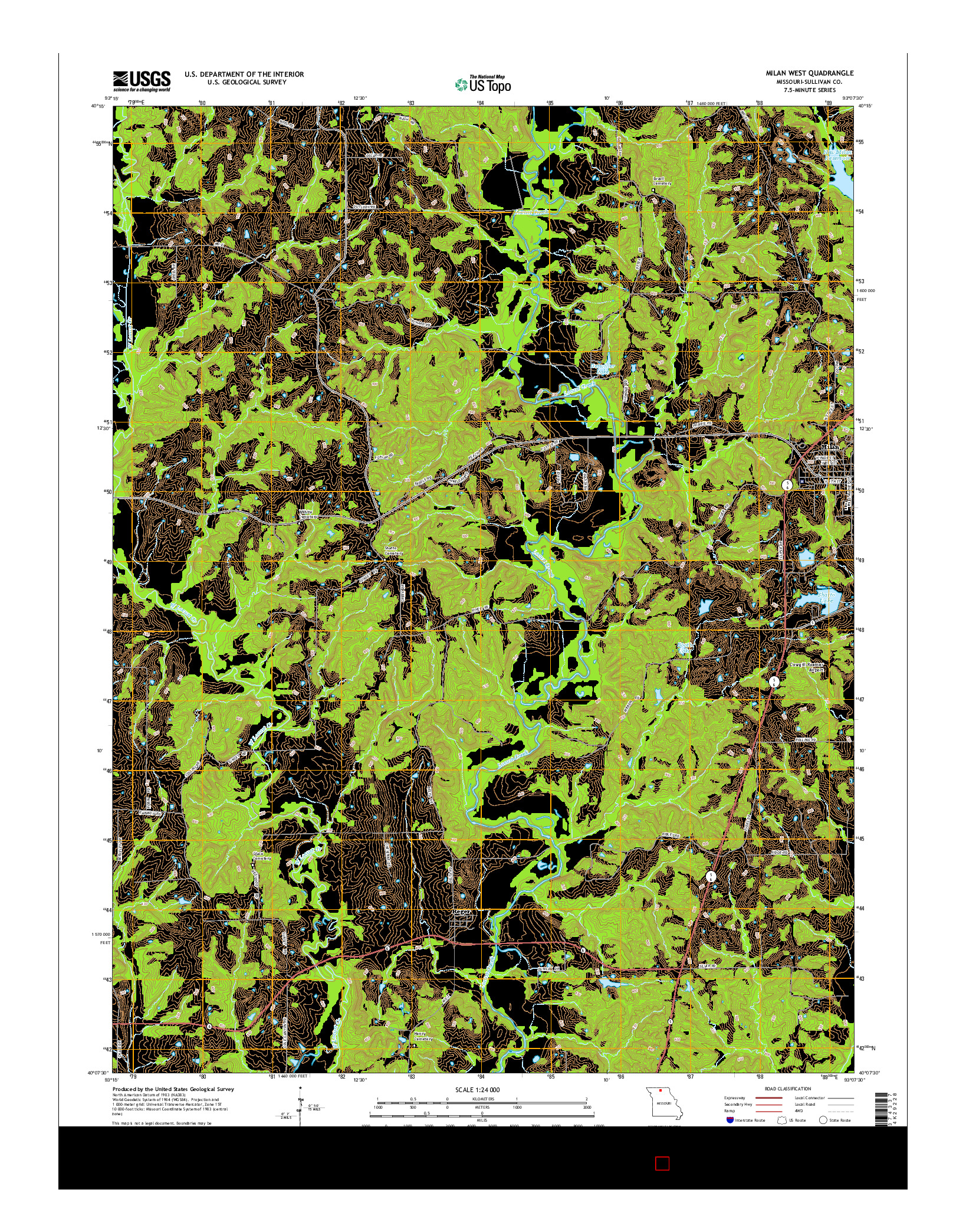 USGS US TOPO 7.5-MINUTE MAP FOR MILAN WEST, MO 2015