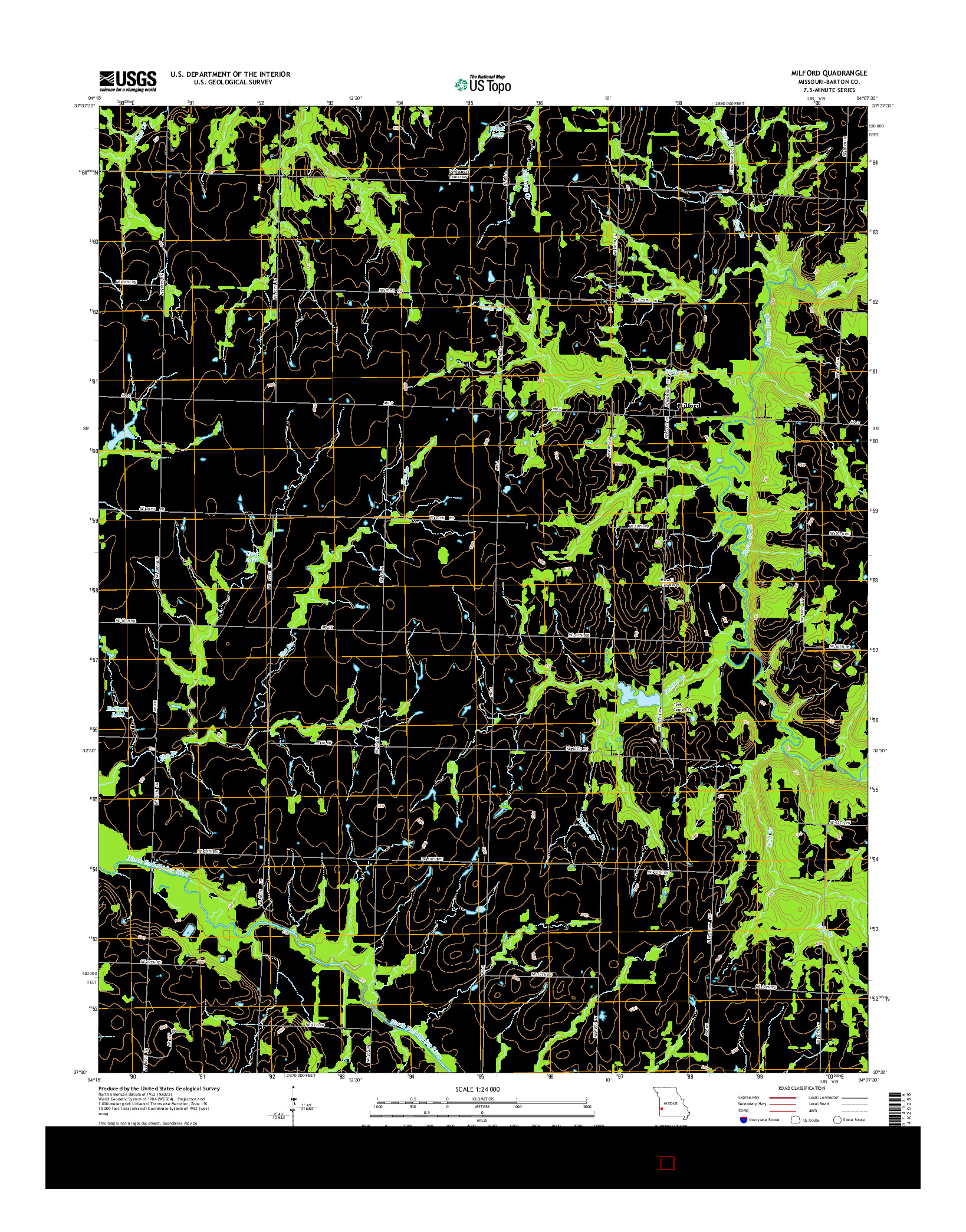 USGS US TOPO 7.5-MINUTE MAP FOR MILFORD, MO 2015
