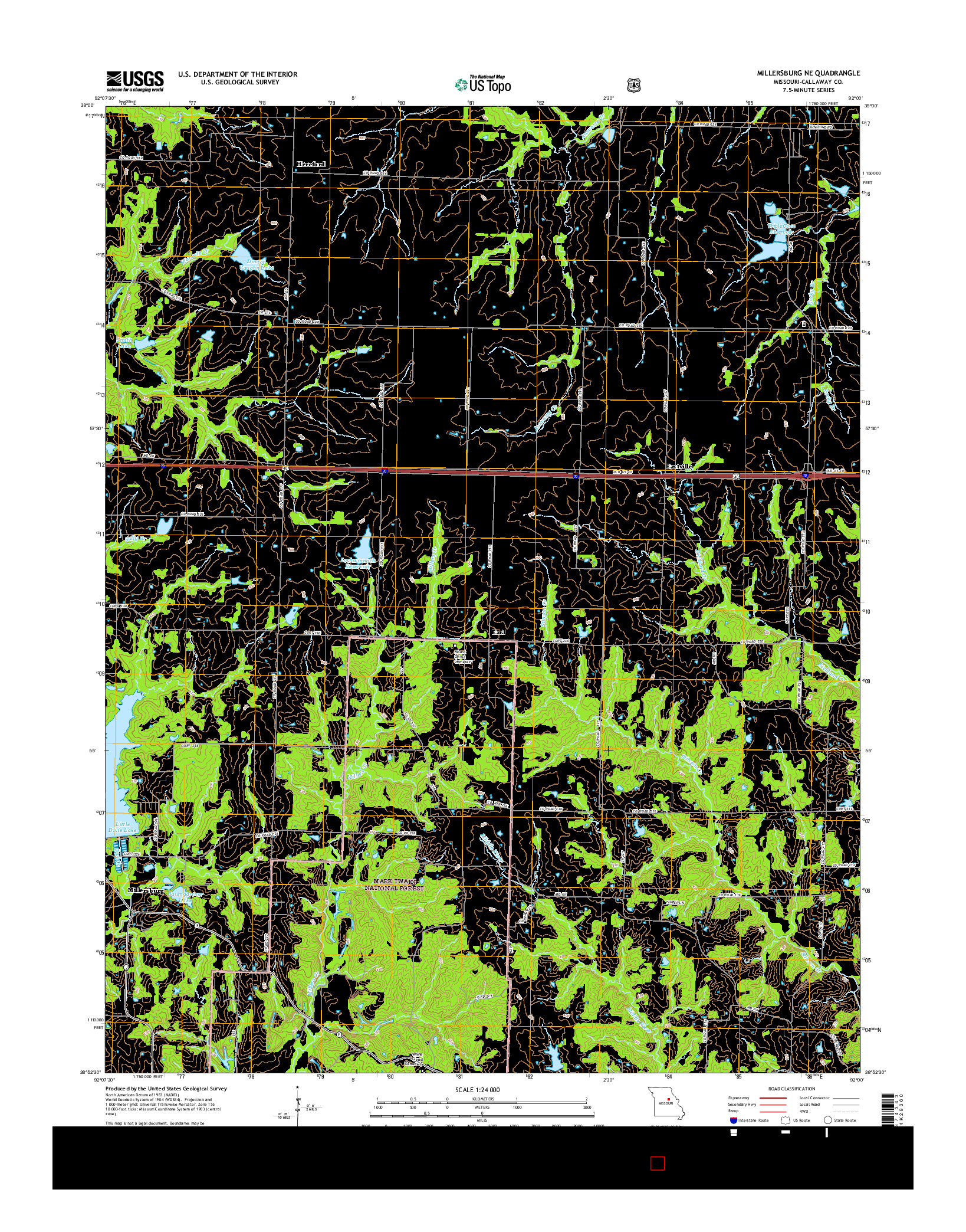 USGS US TOPO 7.5-MINUTE MAP FOR MILLERSBURG NE, MO 2015