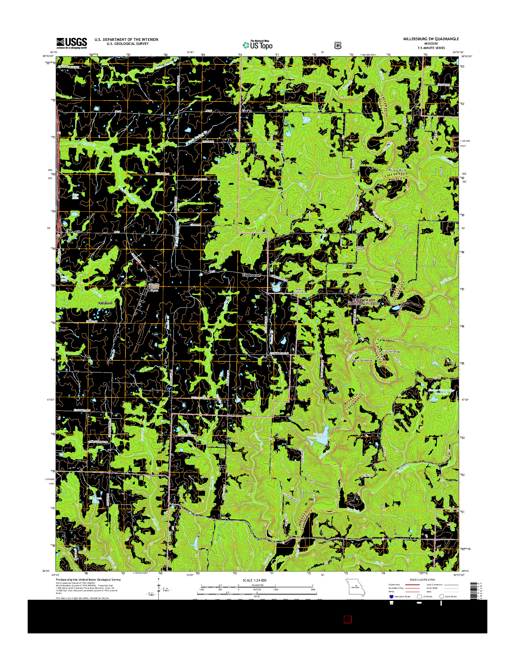 USGS US TOPO 7.5-MINUTE MAP FOR MILLERSBURG SW, MO 2015