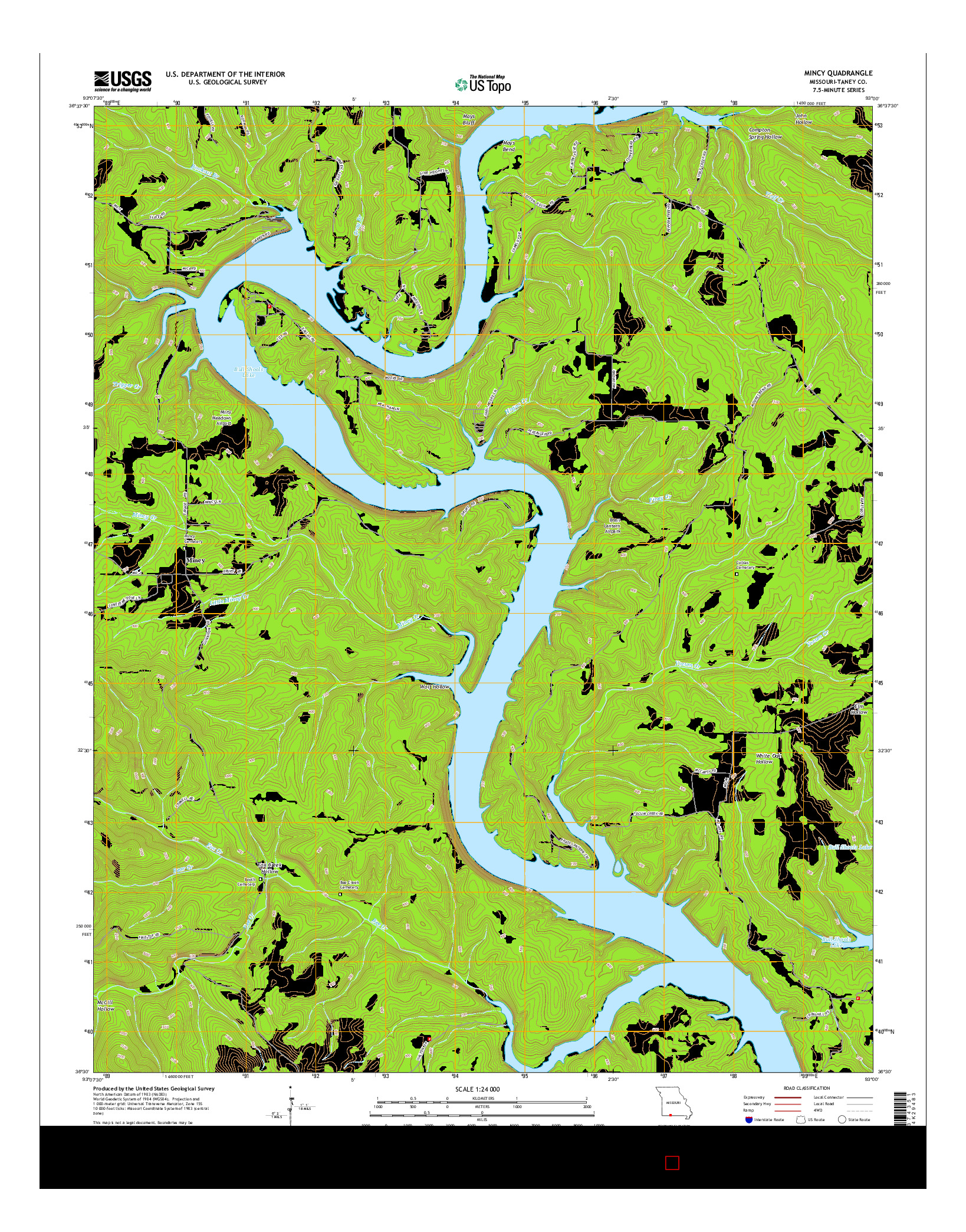 USGS US TOPO 7.5-MINUTE MAP FOR MINCY, MO 2015