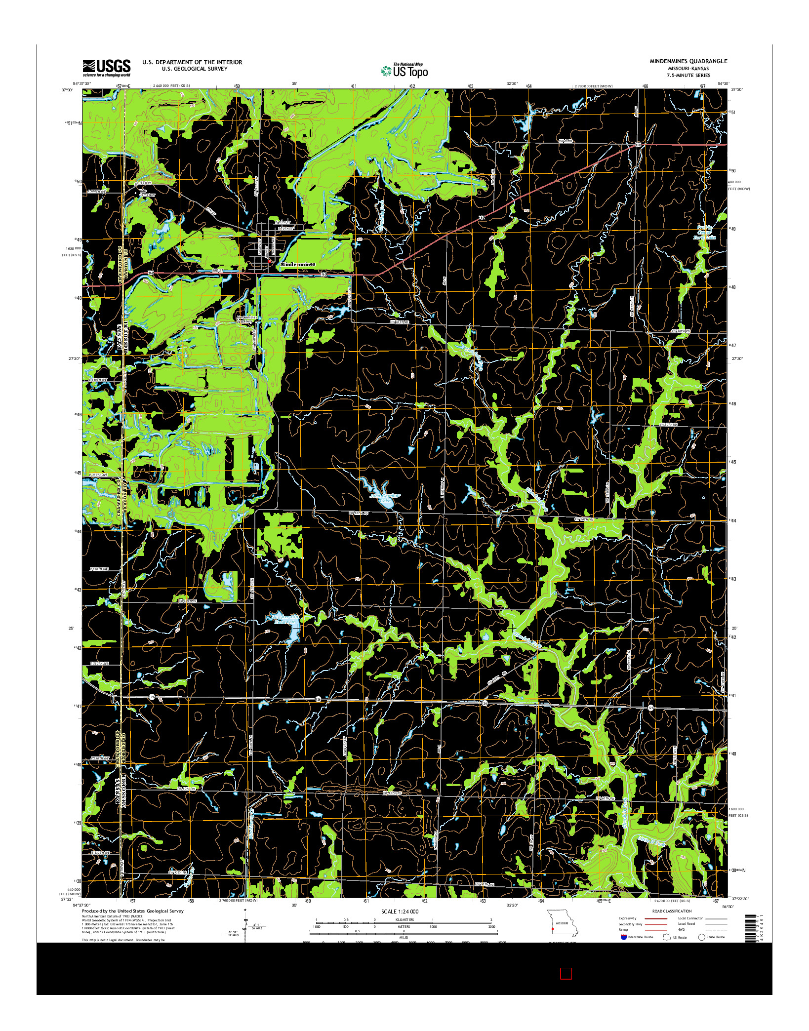 USGS US TOPO 7.5-MINUTE MAP FOR MINDENMINES, MO-KS 2015